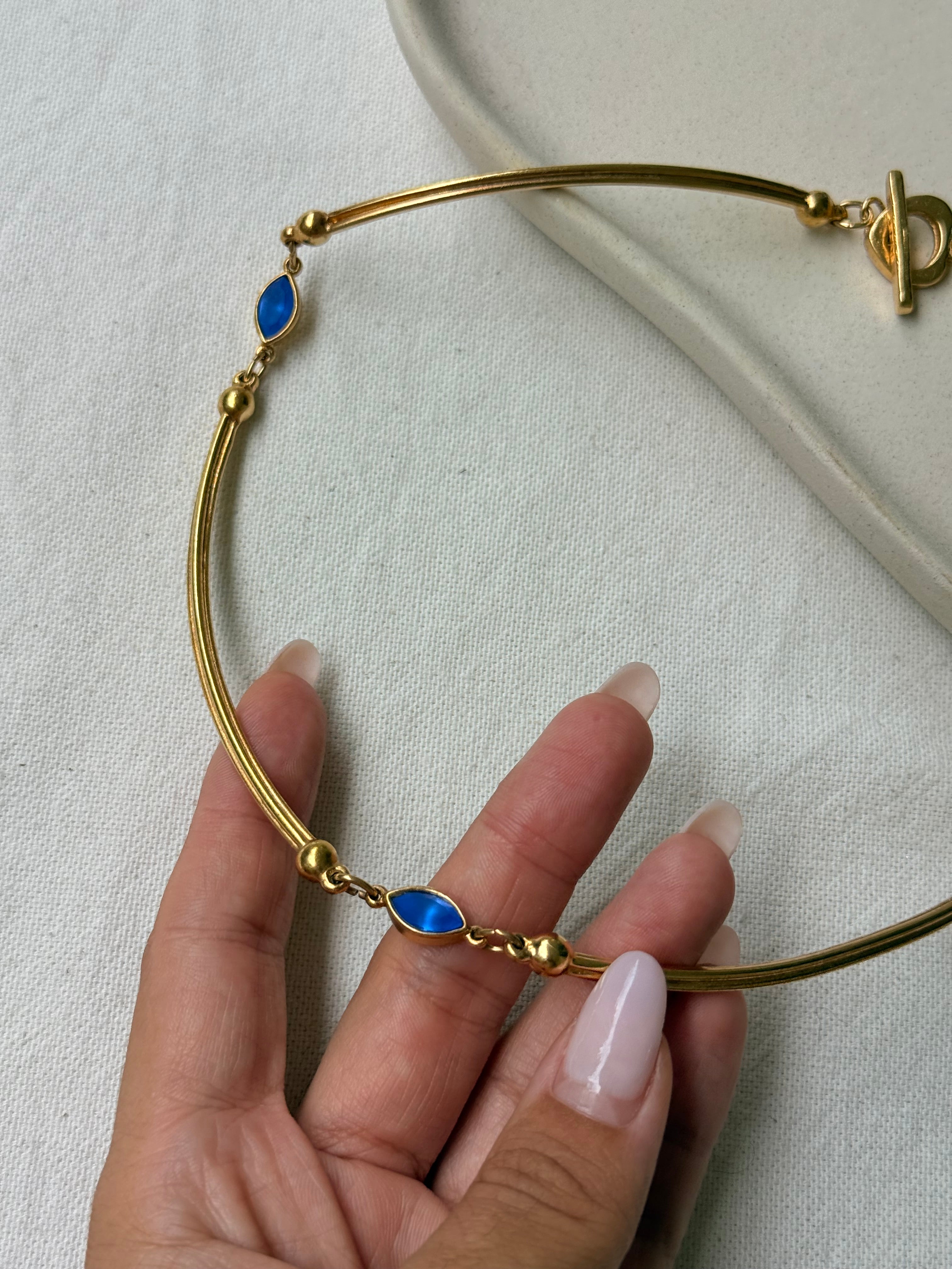 Collier Anica vintage - Articulé avec cabochons bleus
