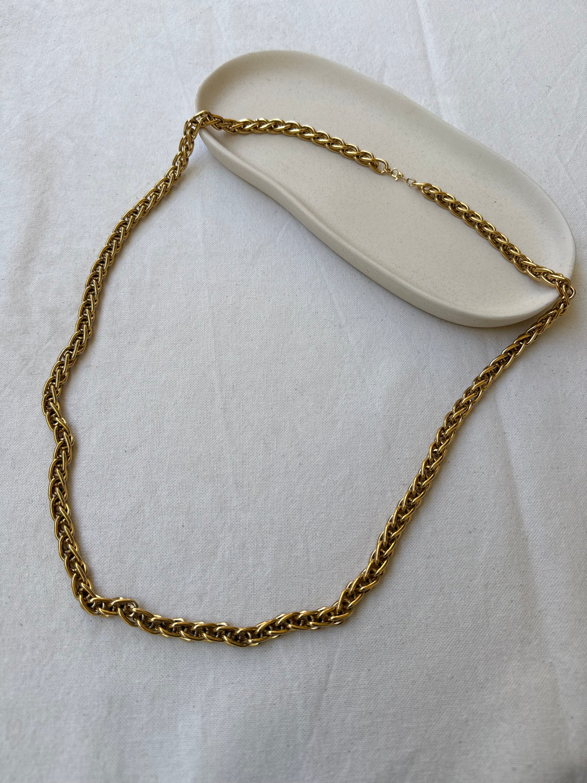 Sautoir Monet vintage - Maille torsadée dorée