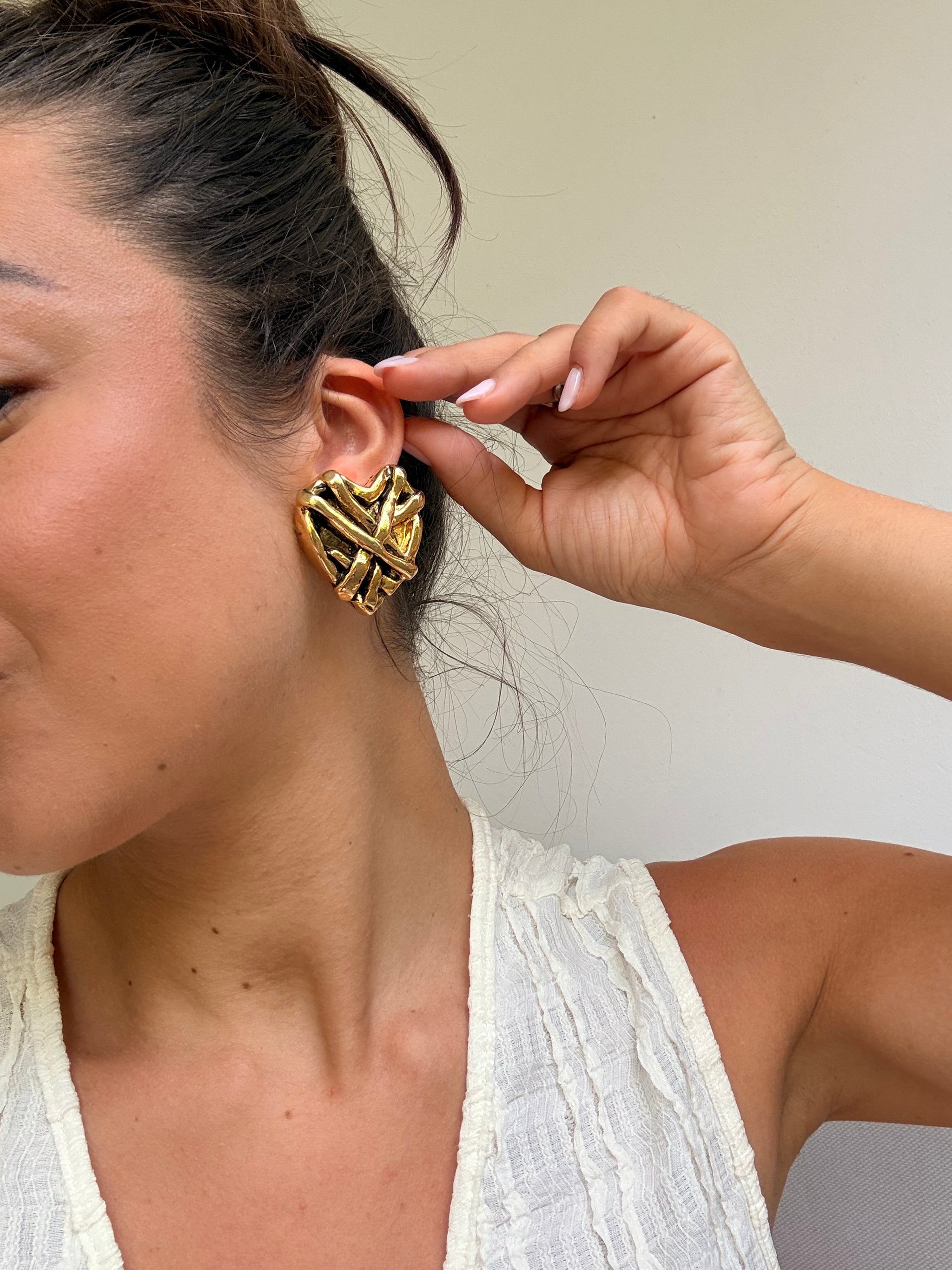 Boucles d’oreilles vintage - Cœurs XXL en résine