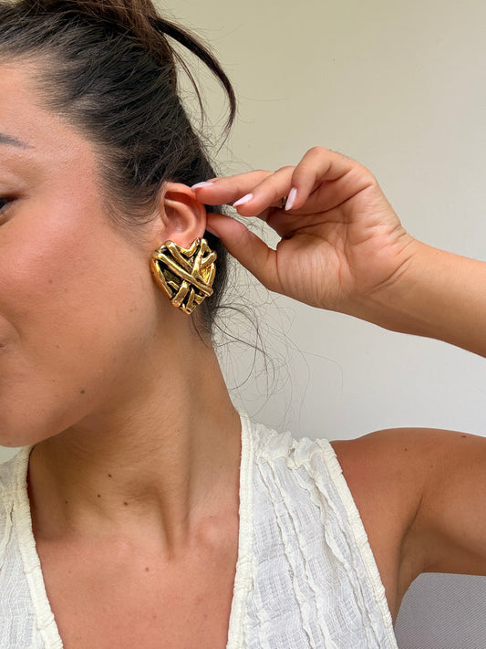 Boucles d’oreilles vintage - Cœurs XXL en résine