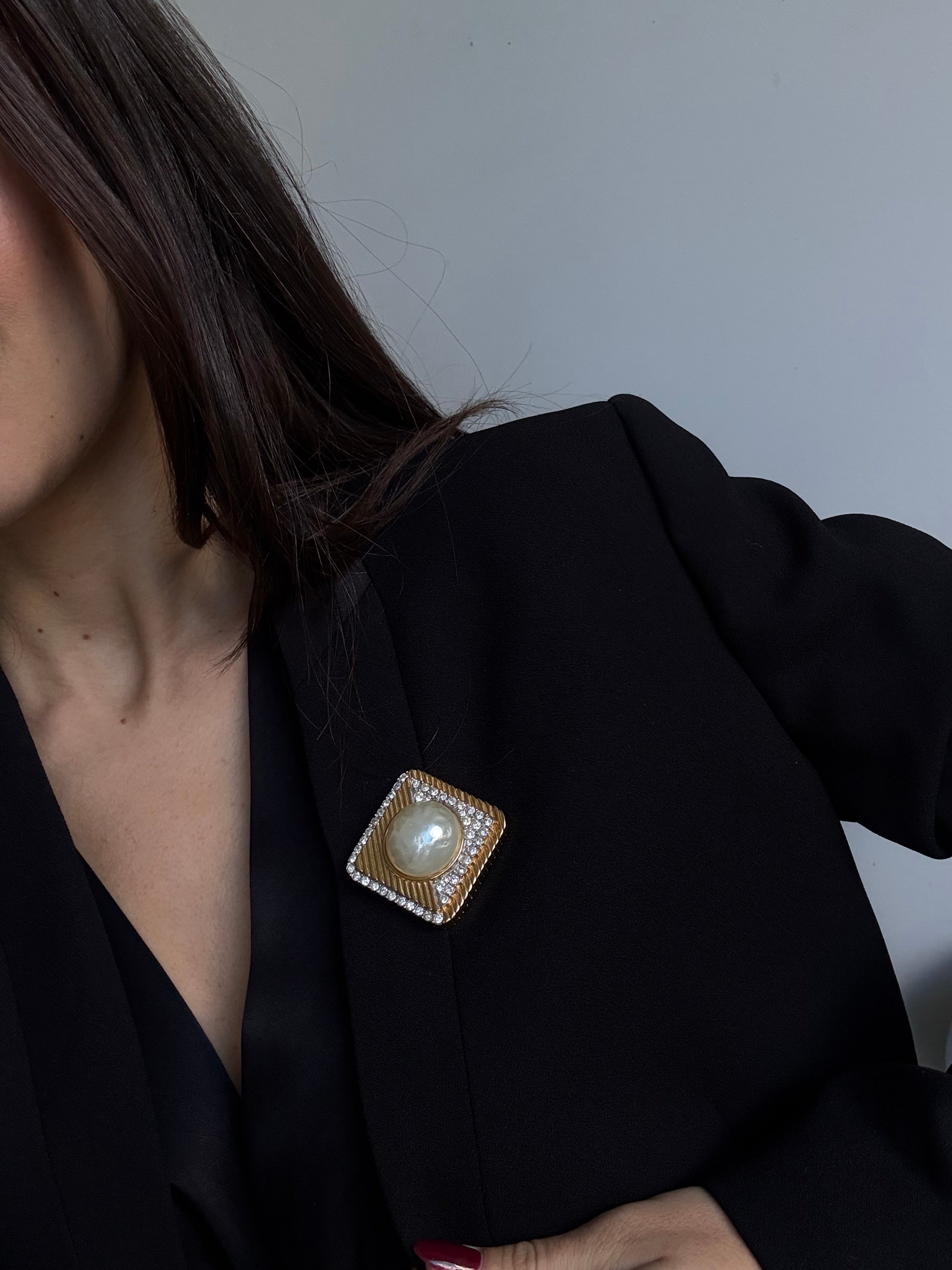 Broche Nina Ricci vintage - Perle et strass