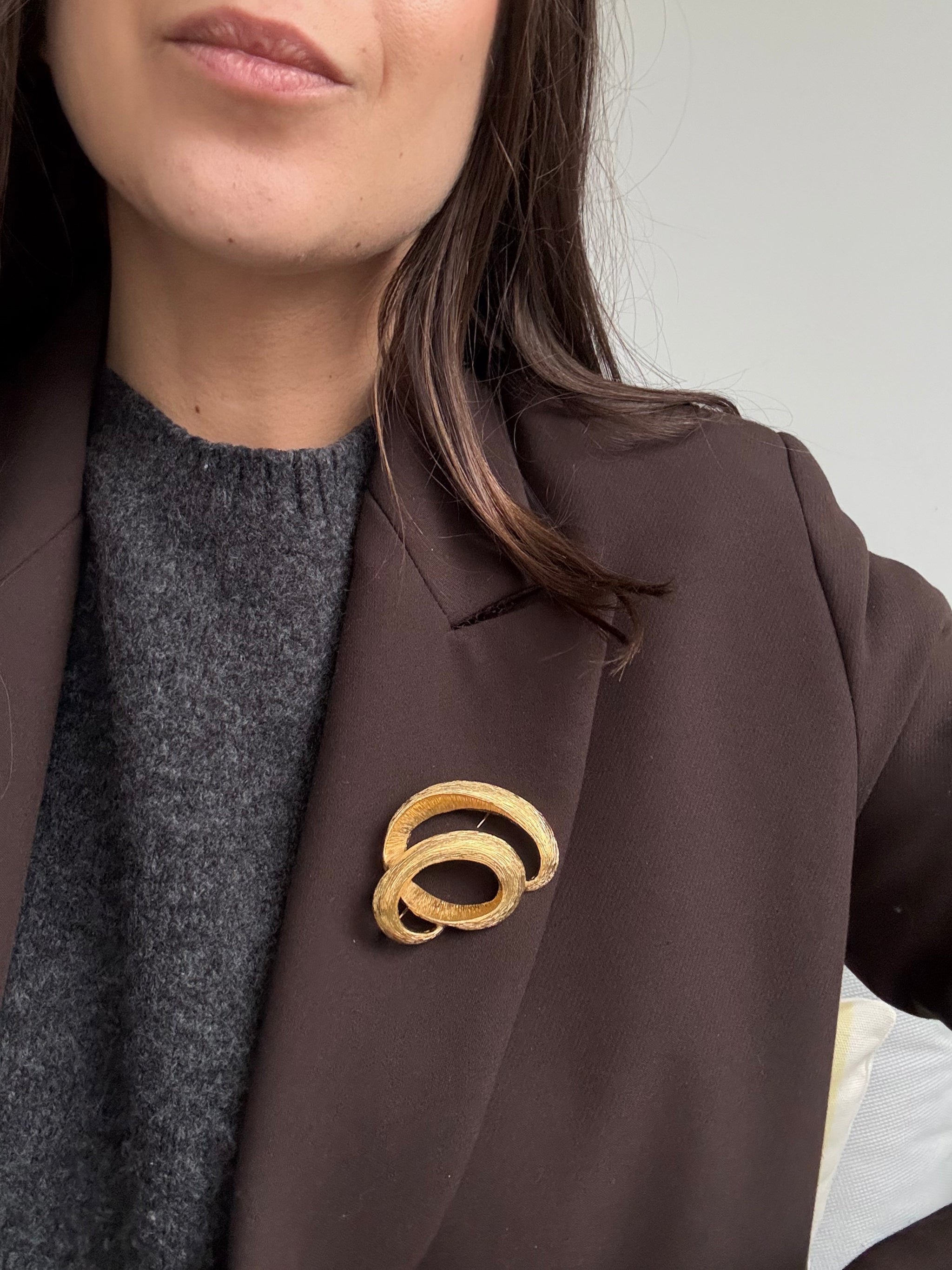 Broche vintage - Spirale brossée