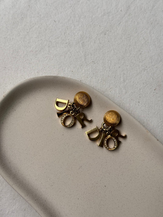 Boucles d’oreilles Christian Dior vintage - Lettres DIOR pendantes
