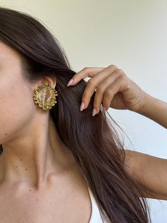Boucles d’oreilles Scherrer vintage - Rondes motifs géométriques
