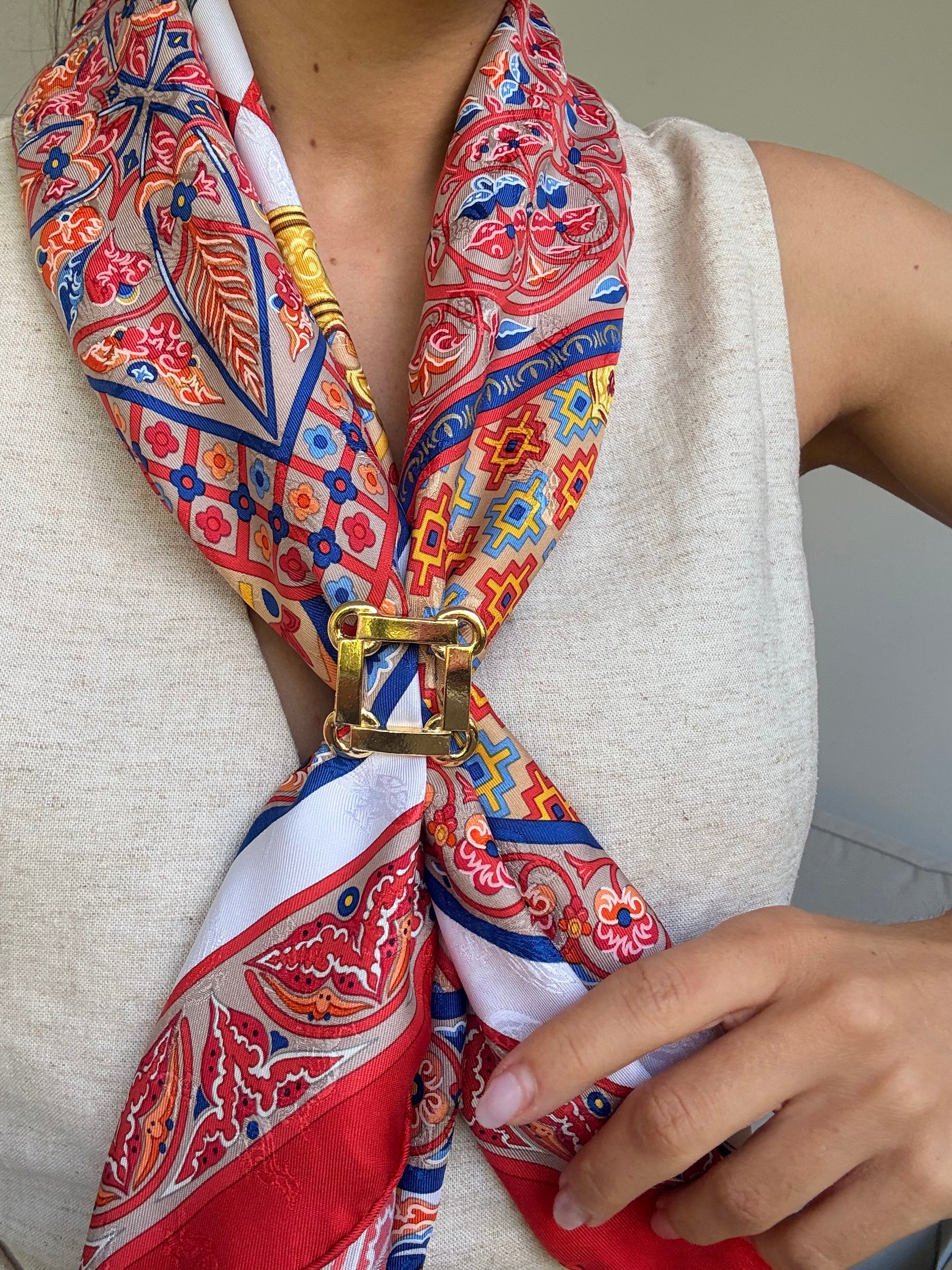 Anneau de foulard vintage - Design carré ajouré