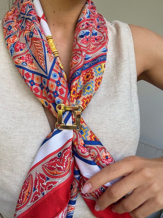 Anneau de foulard vintage - Design carré ajouré
