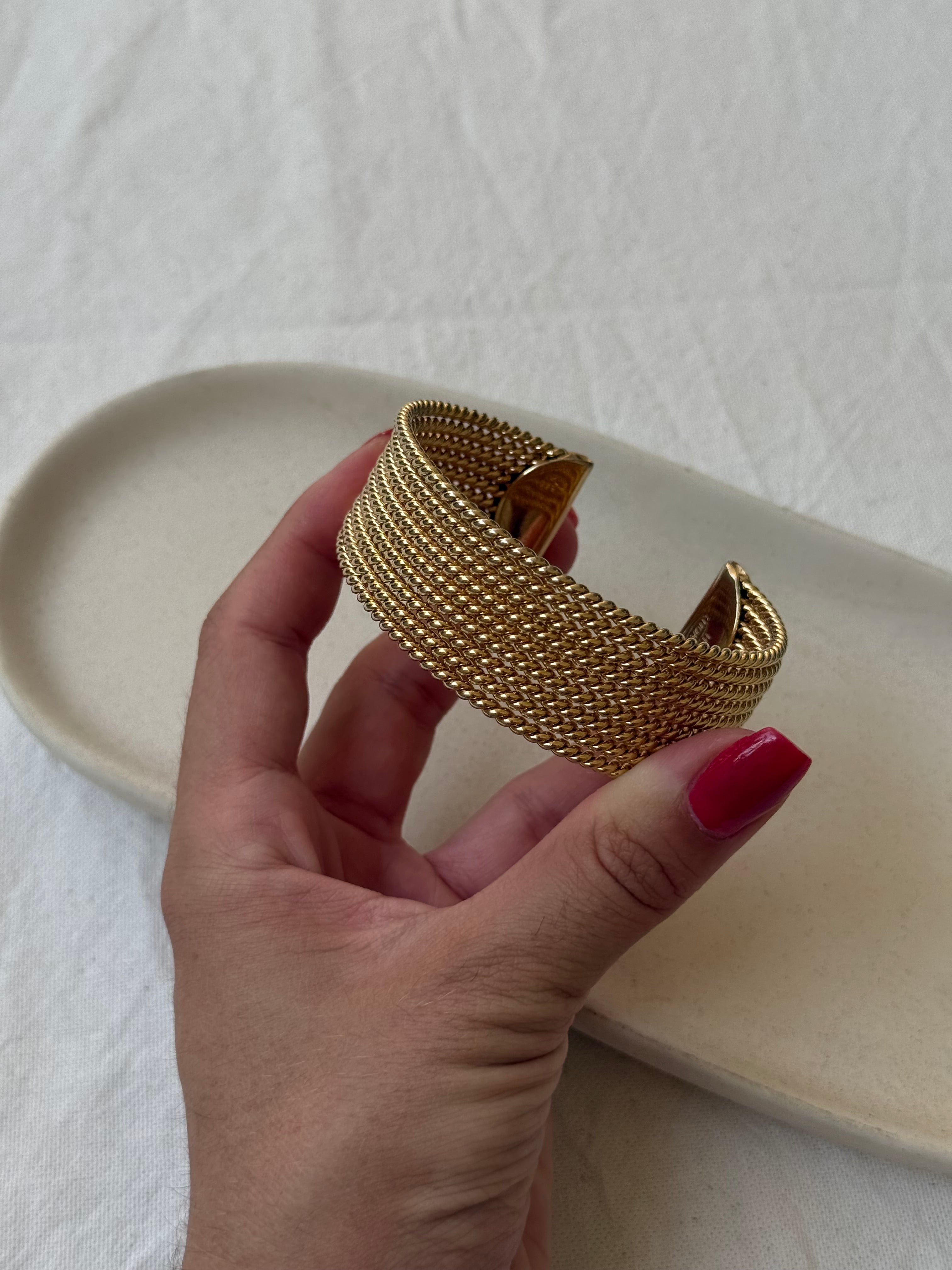 Bracelet Avon vintage - Manchette multirangs torsadés
