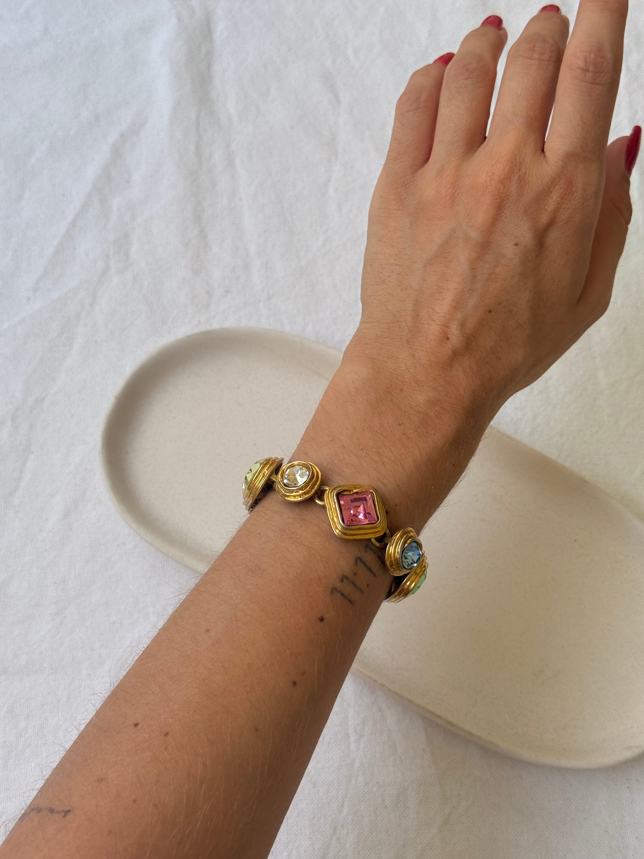 Bracelet Édouard Rambaud vintage - Cristaux multicolores