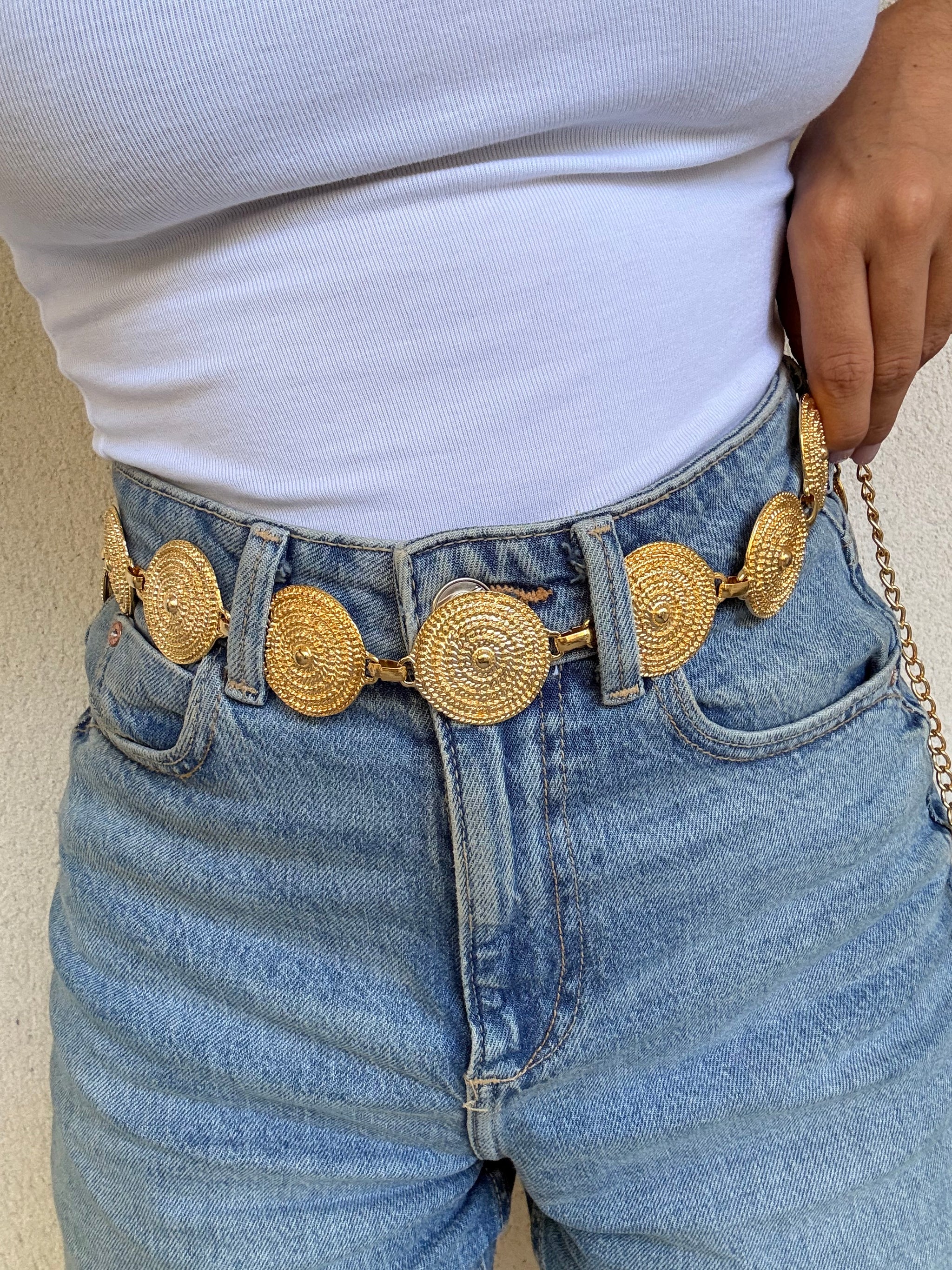 Ceinture vintage - Médaillons circulaires dorés