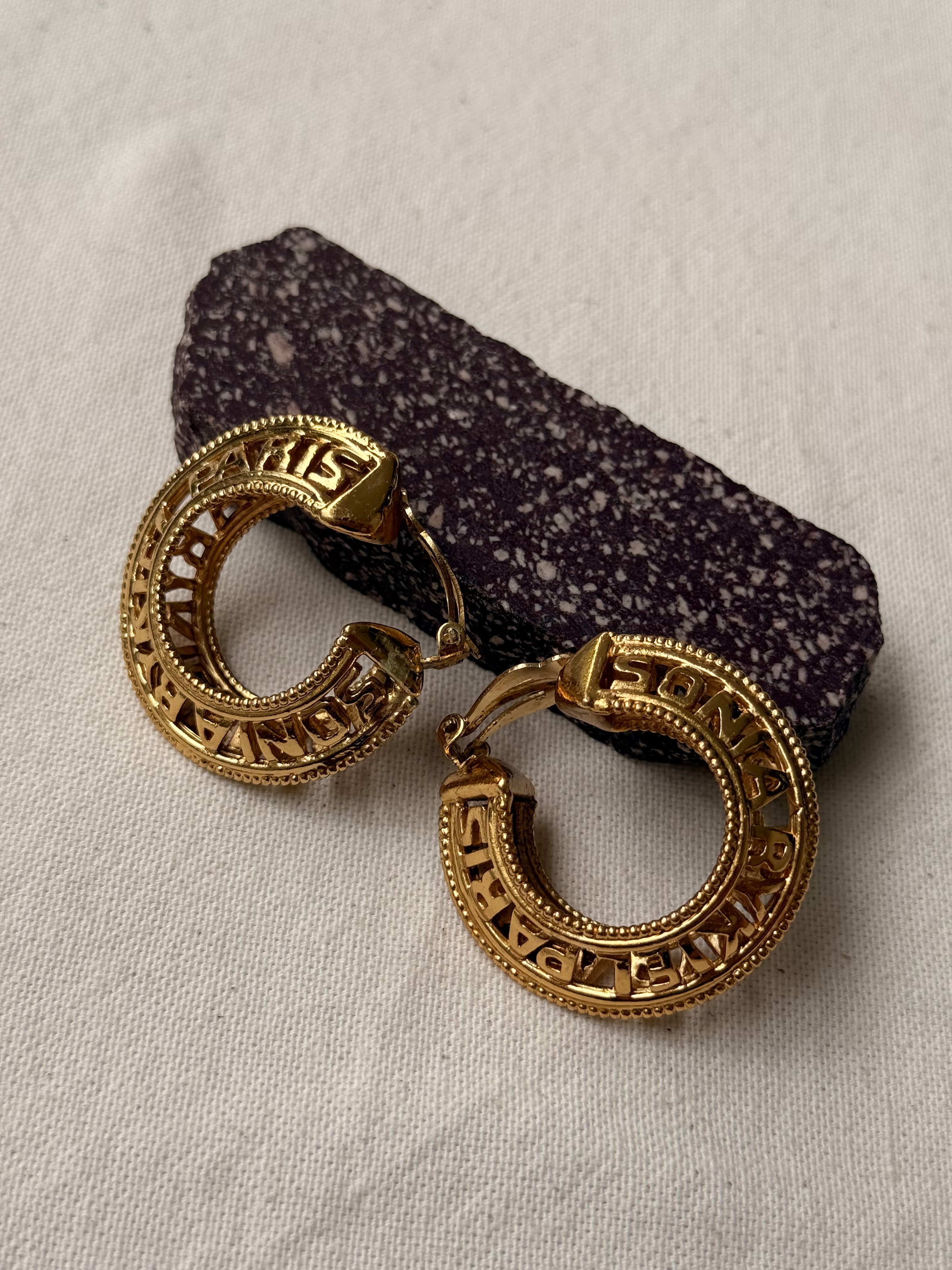 Boucles d’oreilles Sonia Rykiel vintage - Créoles ajourées
