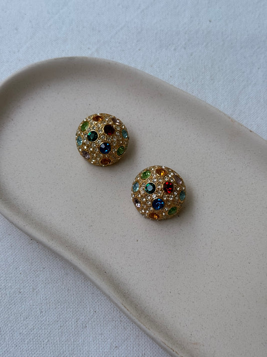Boucles d’oreilles vintage - Cabochons multicolores