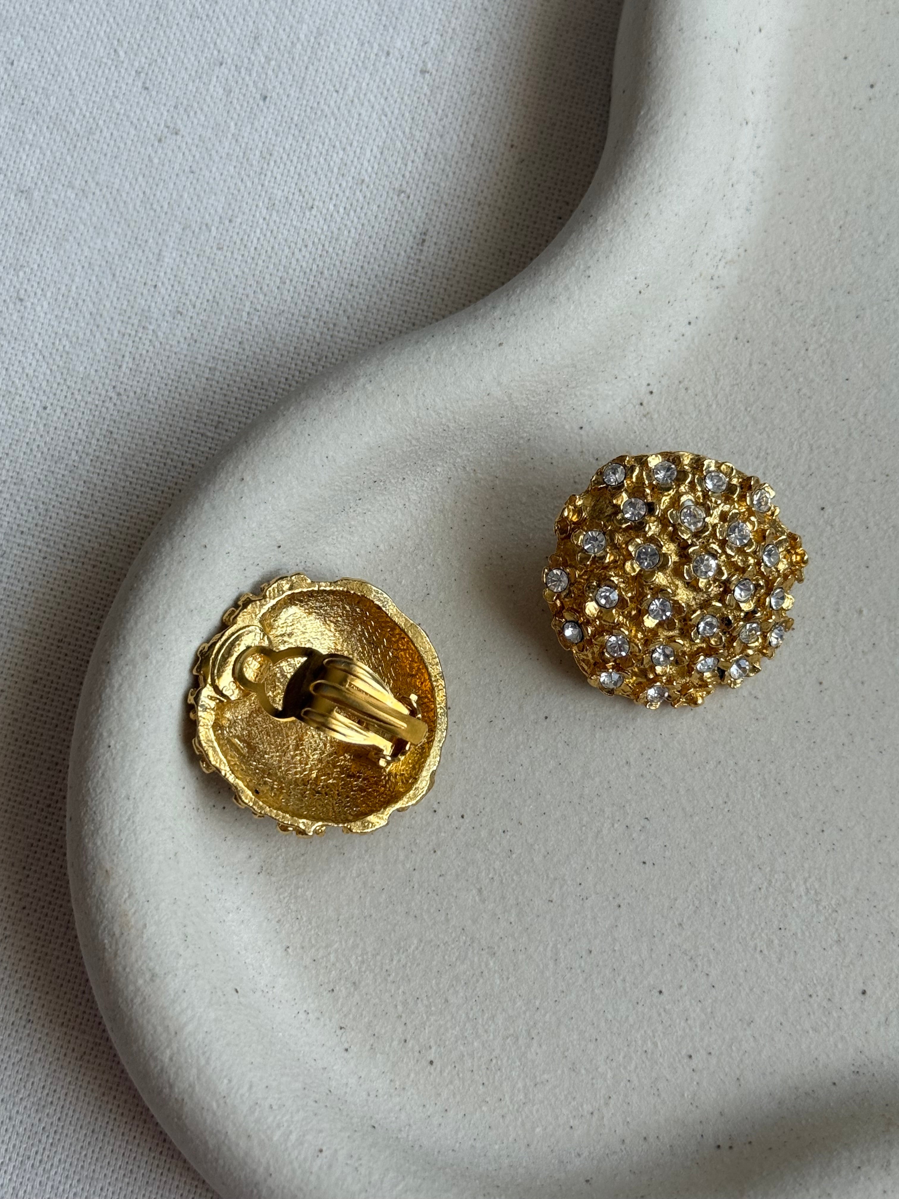Boucles d’oreilles Sonia Rykiel vintage - Petites fleurs strass