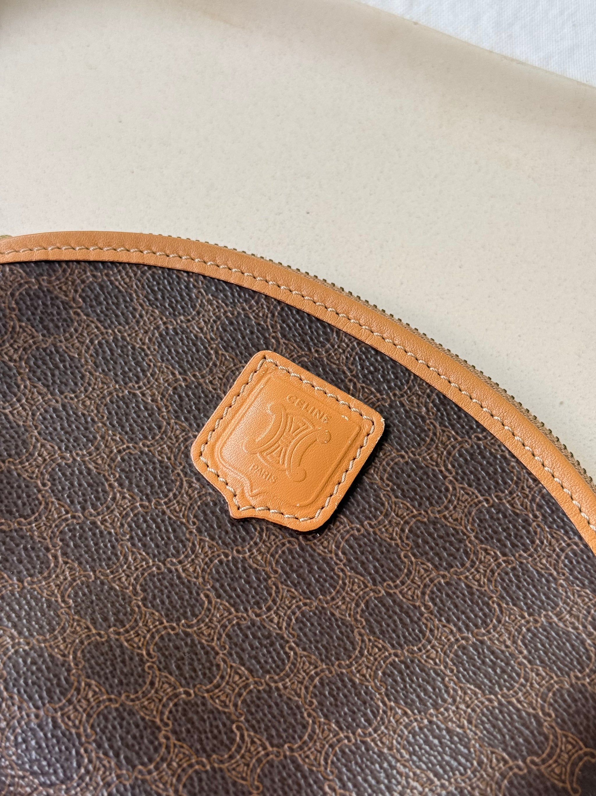 Trousse Céline vintage - Toile triomphe et cuir