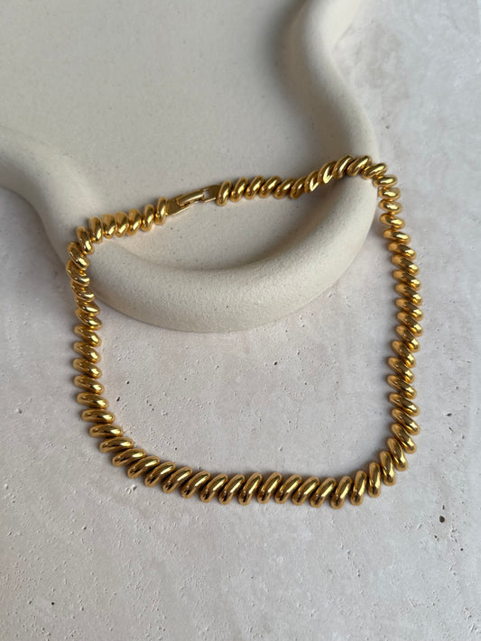 Collier Monet vintage - Maillons bombés dorés