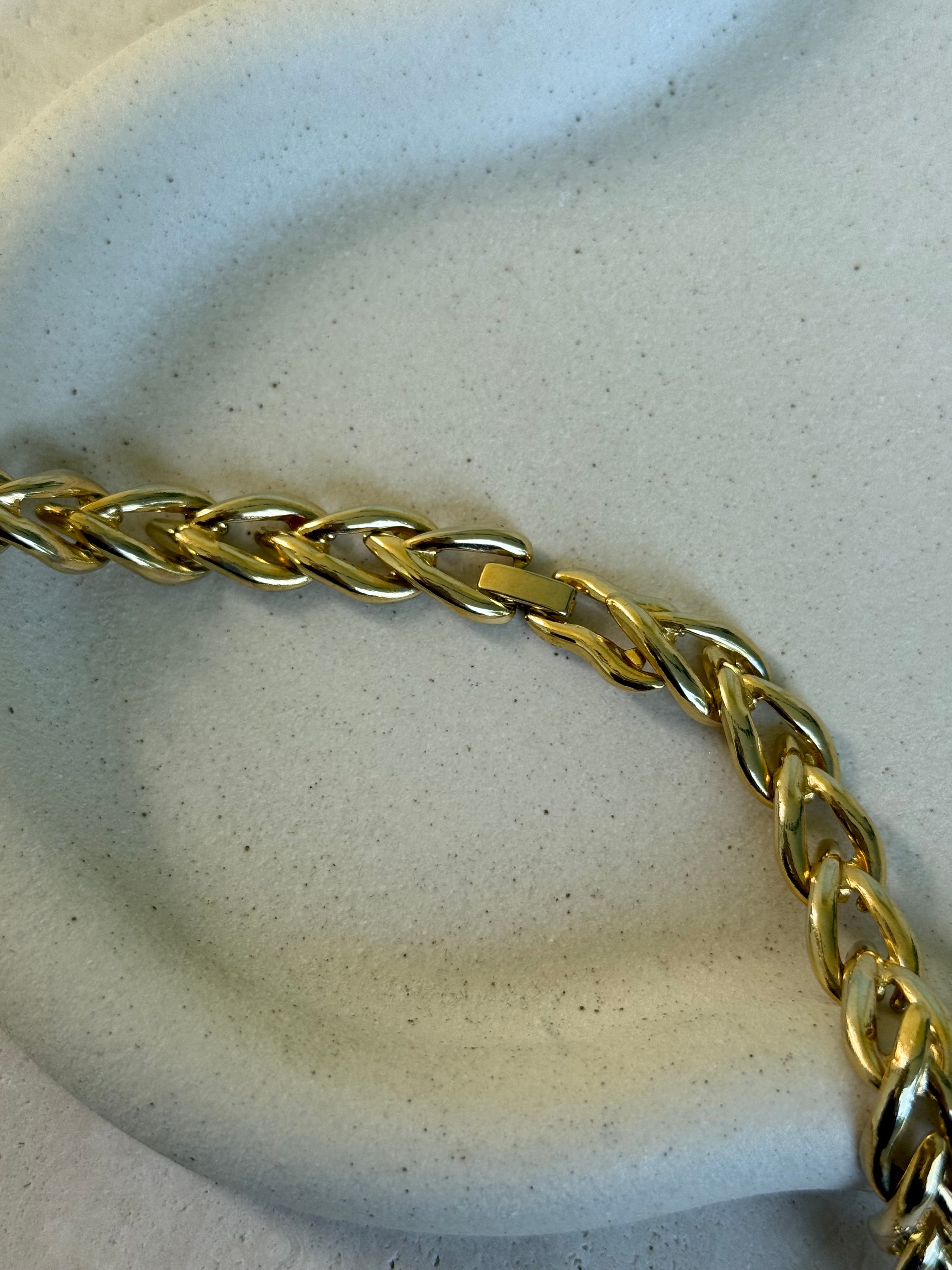 Collier doré vintage - Maille torsadée dorée