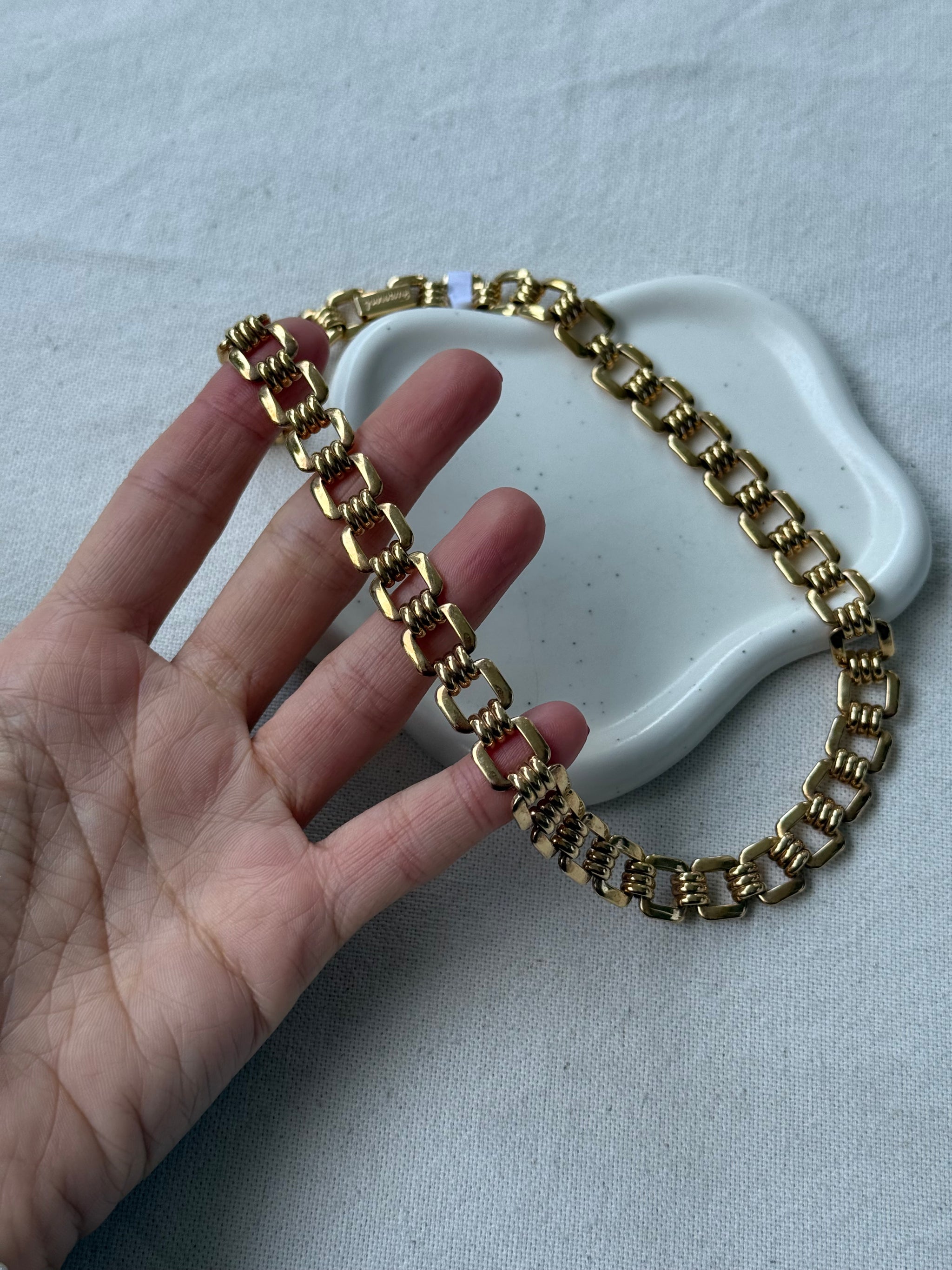 Collier doré vintage - Maillons carrés dorés