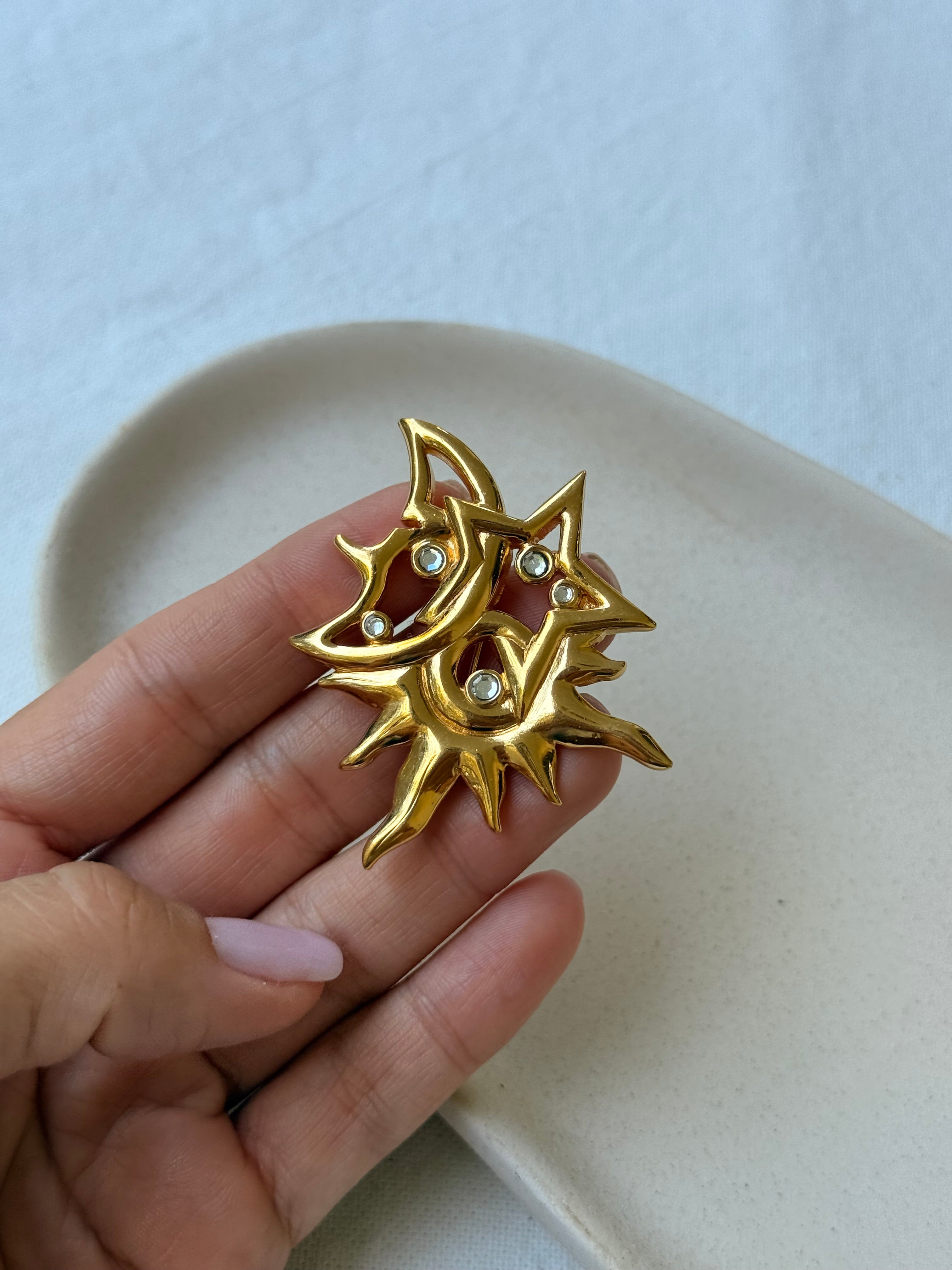 Broche Gontié vintage - Symboles célestes