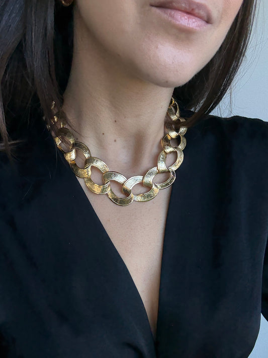 Collier doré vintage - Grosse maille dorée