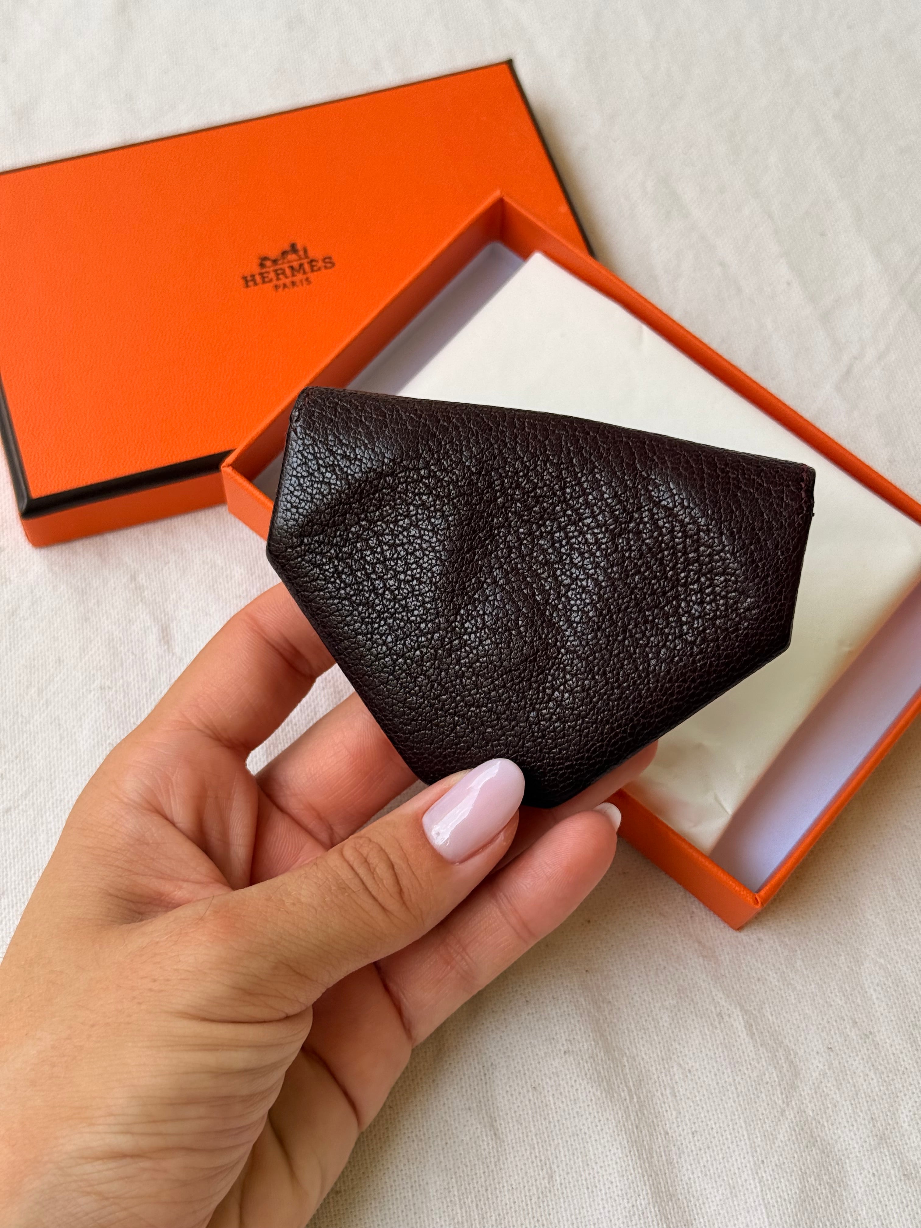 Porte monnaie Hermès - Modèle Le 24 cuir Epsom prune