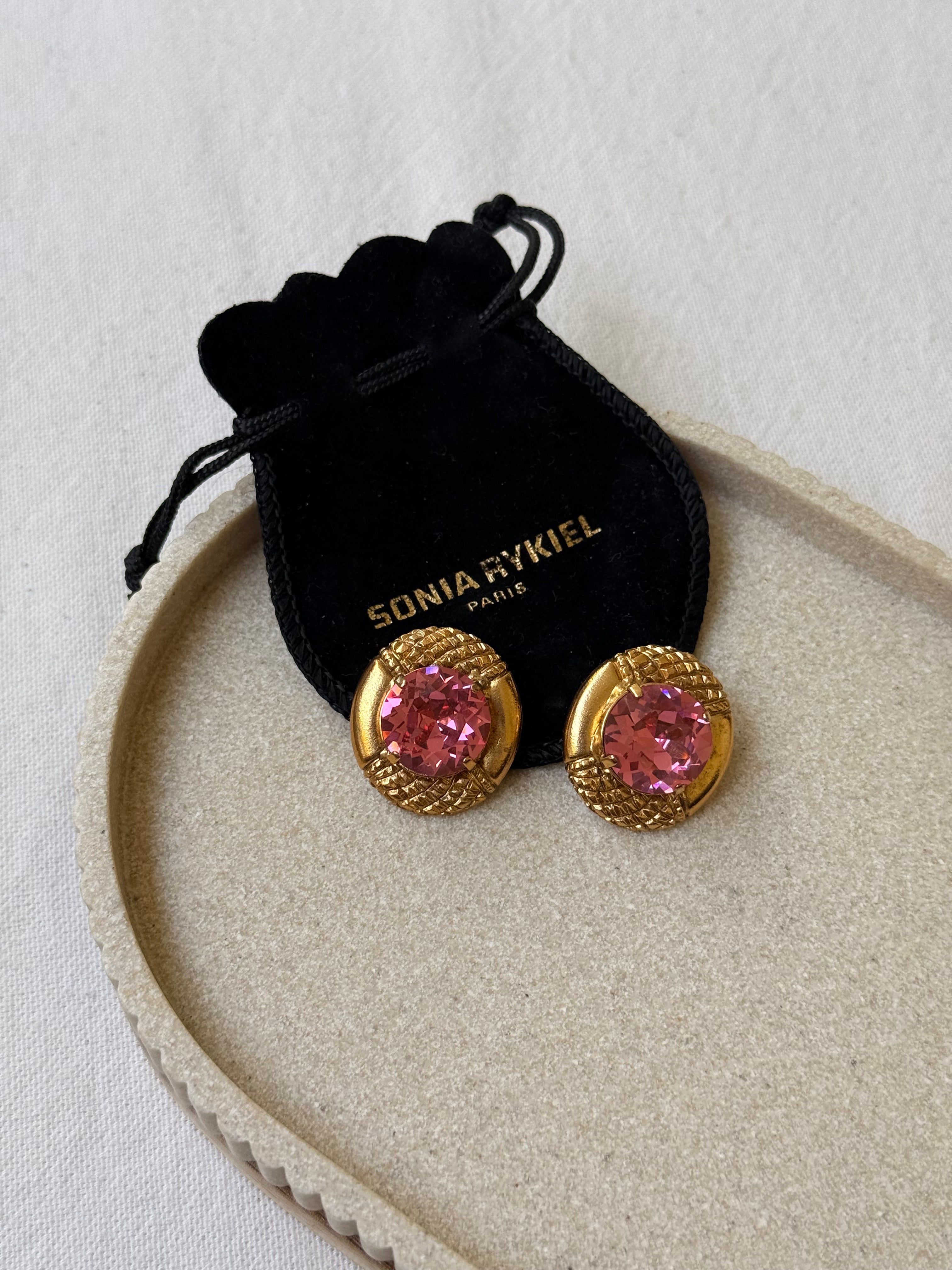 Boucles d’oreilles Sonia Rykiel vintage - Cristal rose