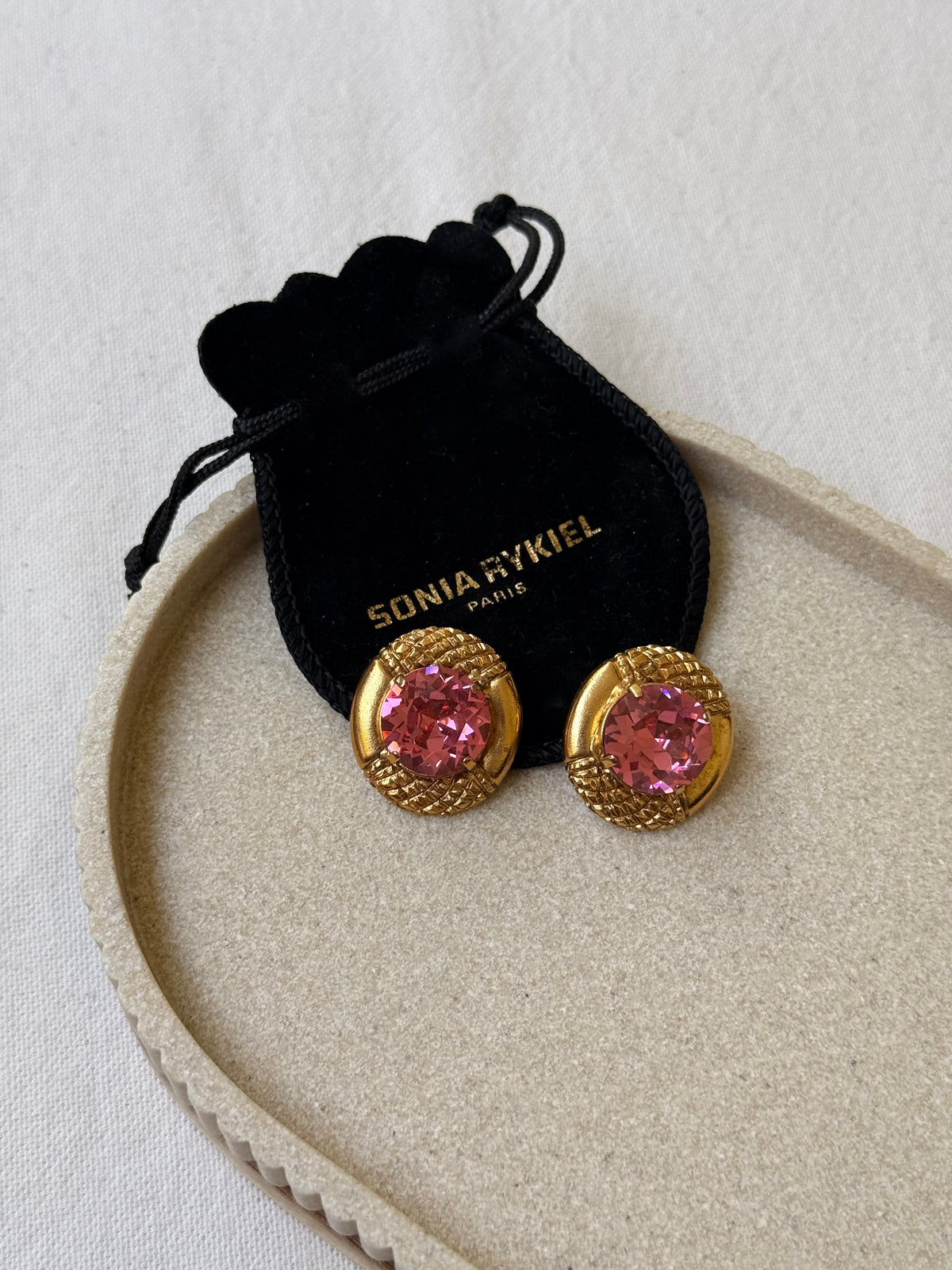 Boucles d’oreilles Sonia Rykiel vintage - Cristal rose