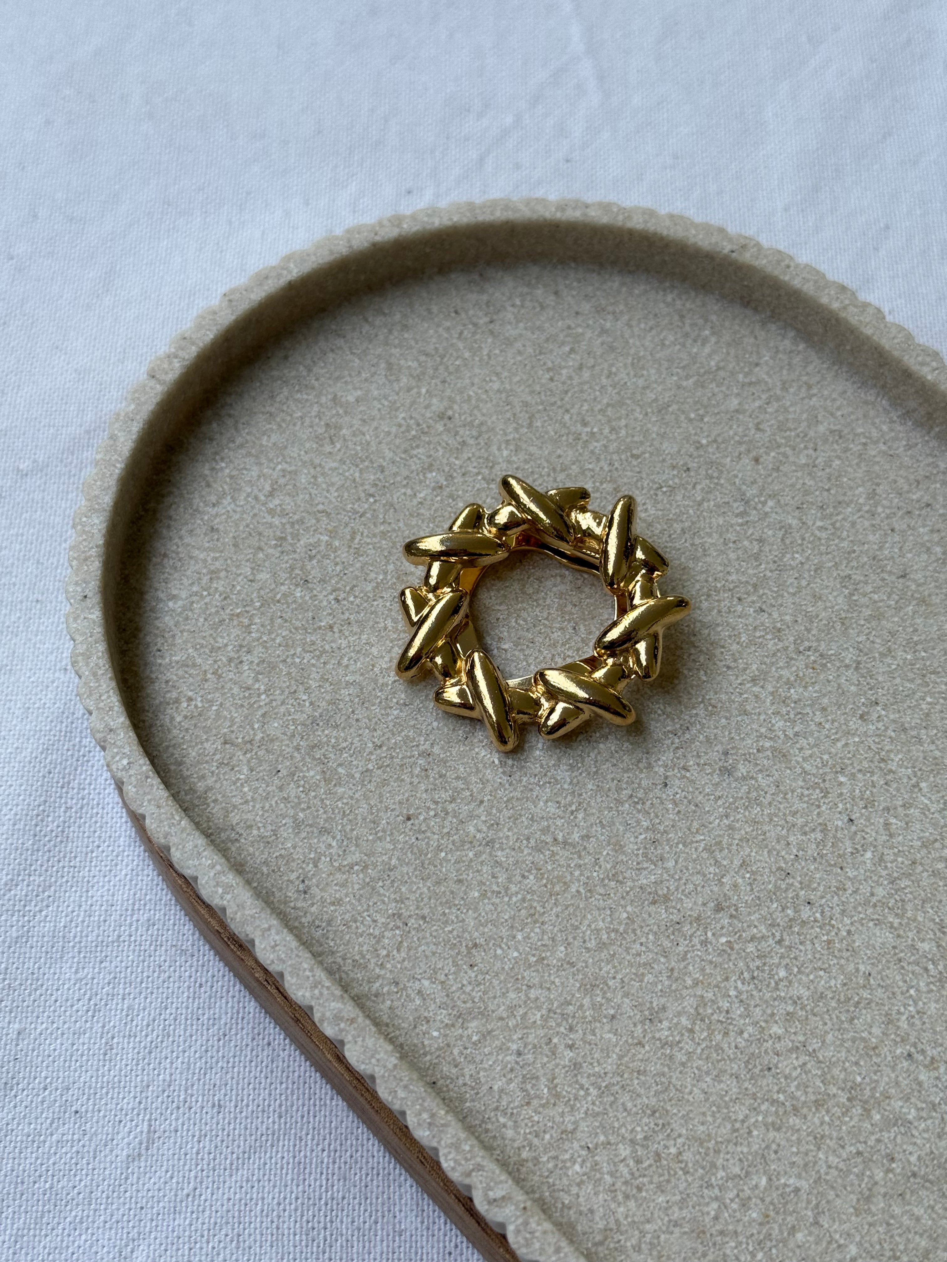 Anneau de foulard vintage - Croisillons dorés