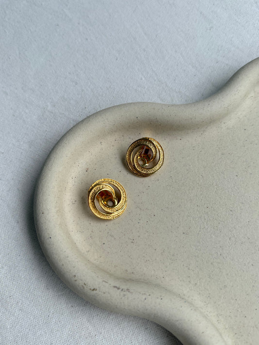 Boucles d’oreilles vintage - Spirales dorées texturées