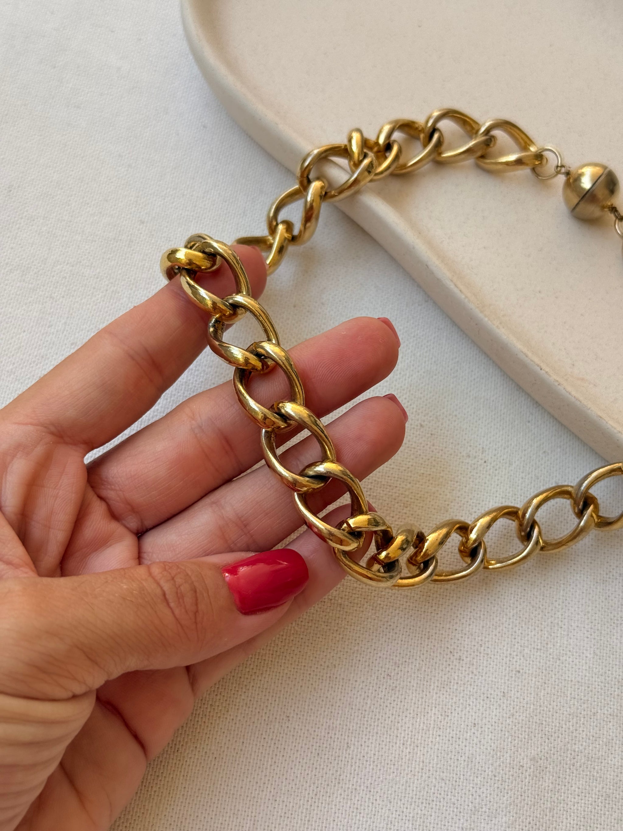 Collier doré vintage - Maille gourmette ras du cou