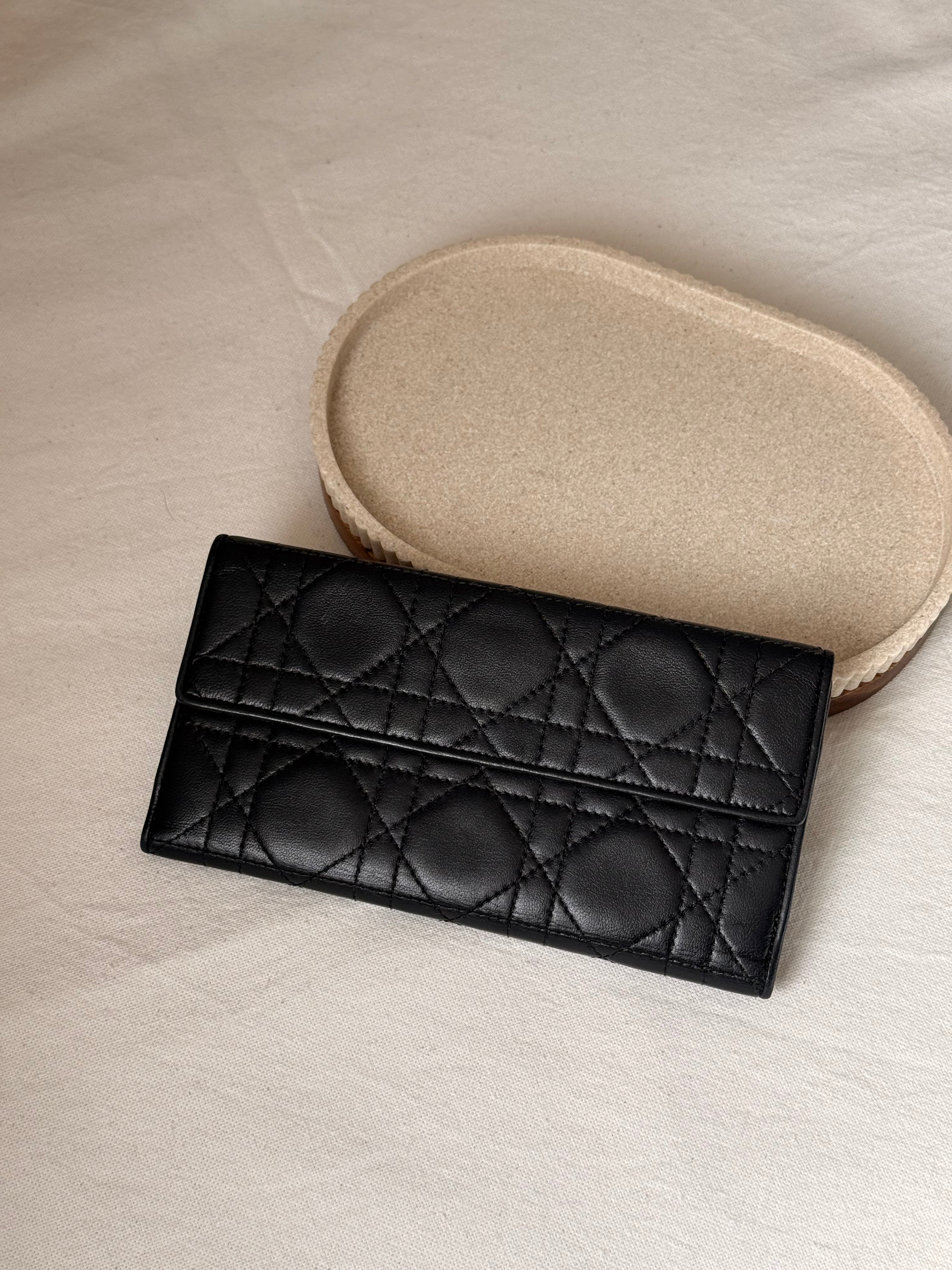 Portefeuille Christian Dior vintage - Cuir Cannage noir