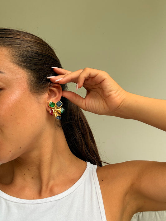 Boucles d’oreilles vintage - Pierres multicolores