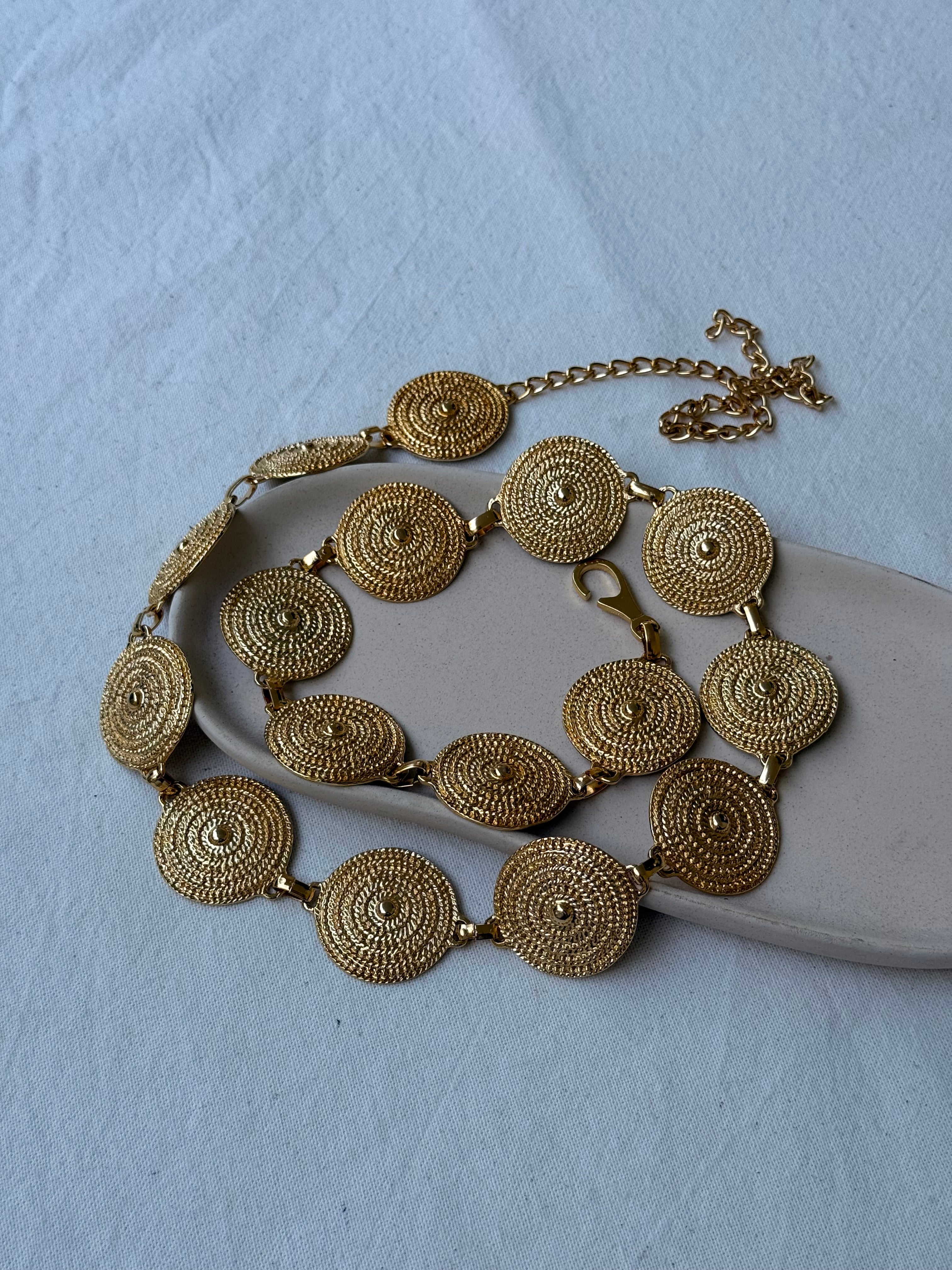 Ceinture vintage - Médaillons circulaires dorés