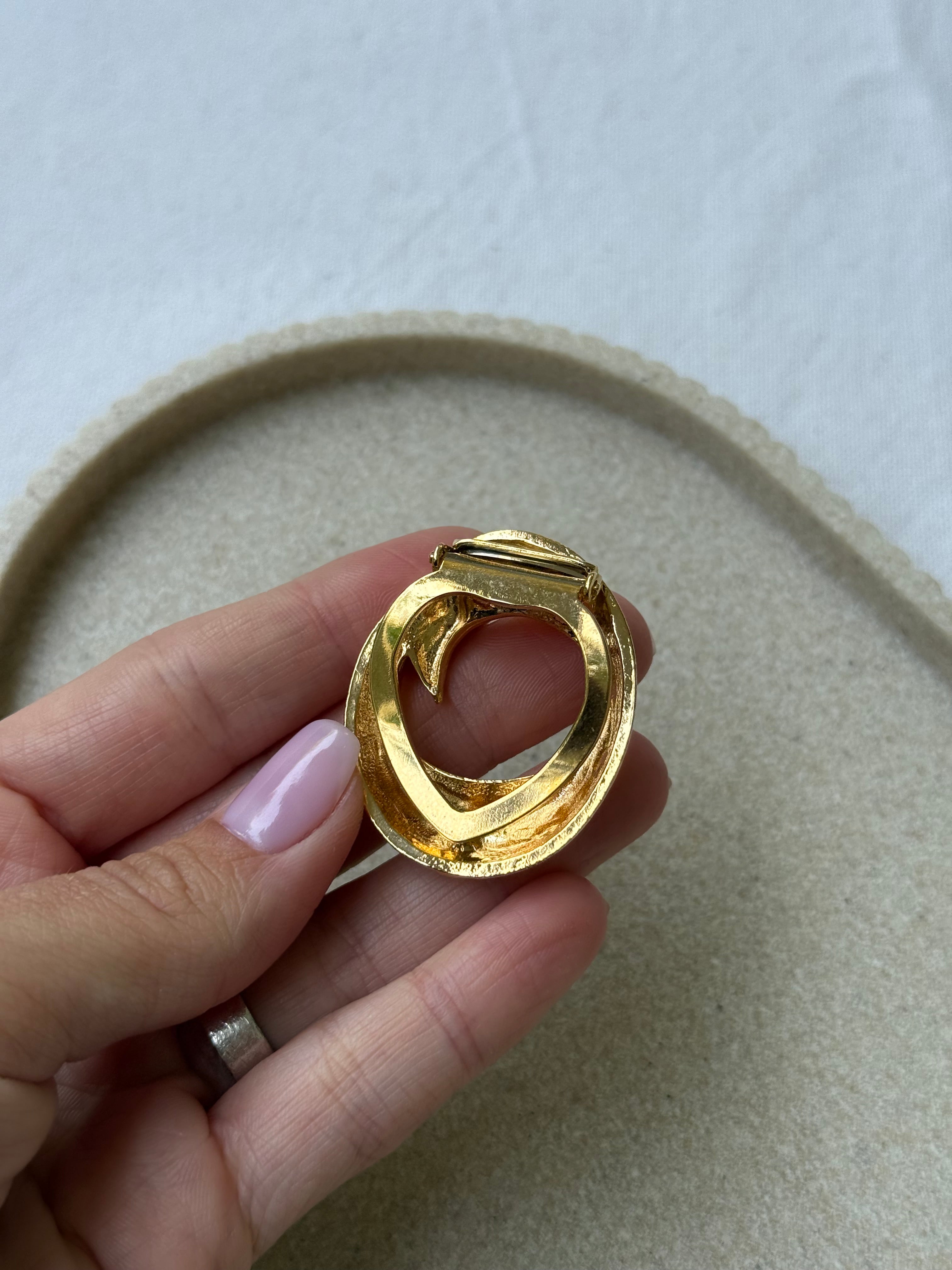 Anneau de foulard vintage - Anneau stylisé doré