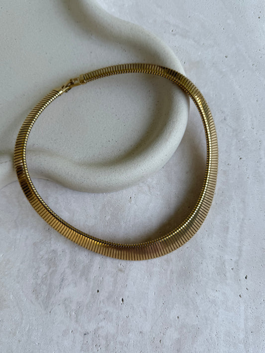 Collier Monet vintage - Ras de cou tubogas doré