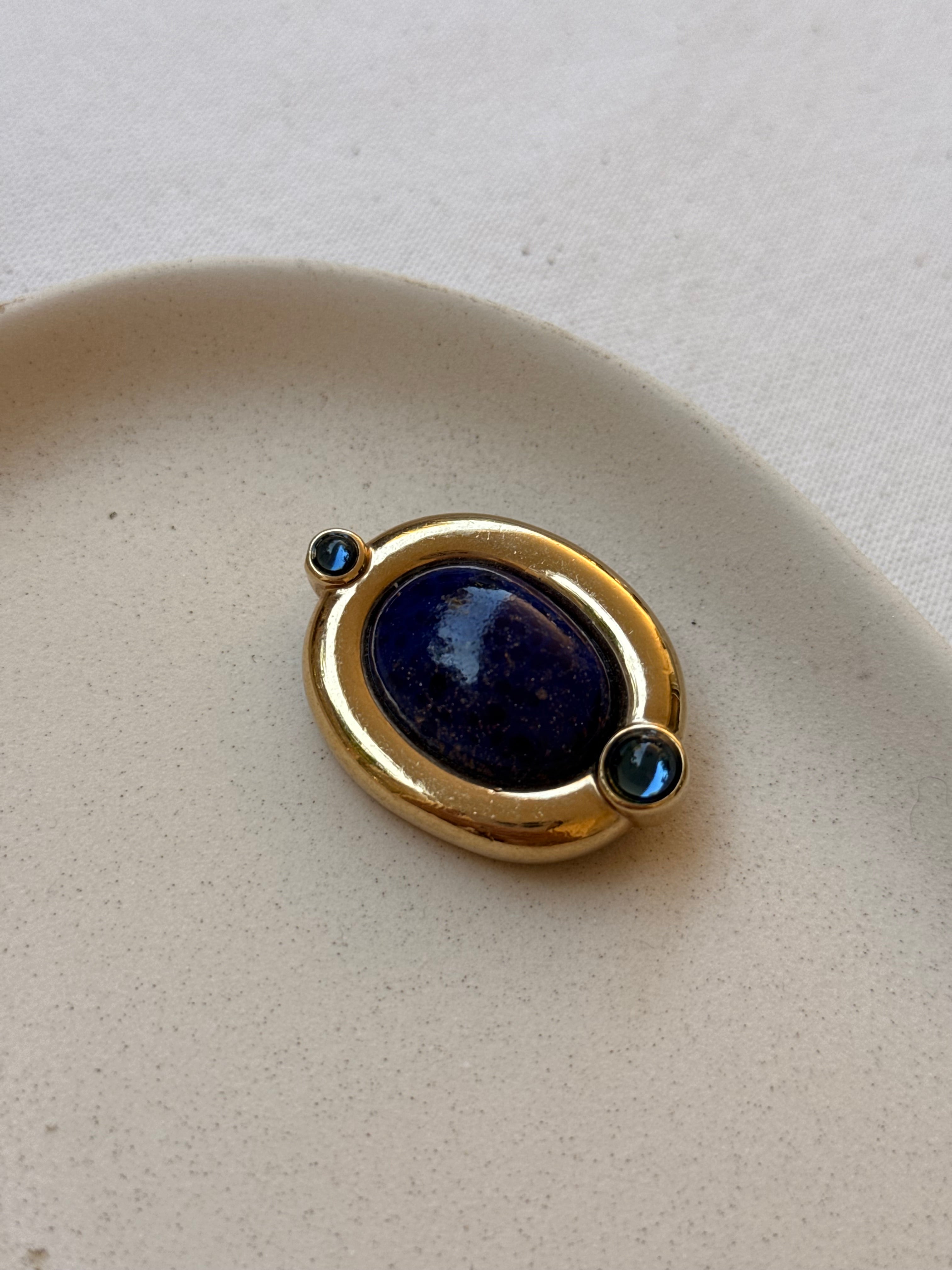 Broche Agatha vintage - Pierre bleue