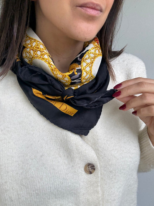 Foulard Christian Dior – Modèle léopard et abeilles