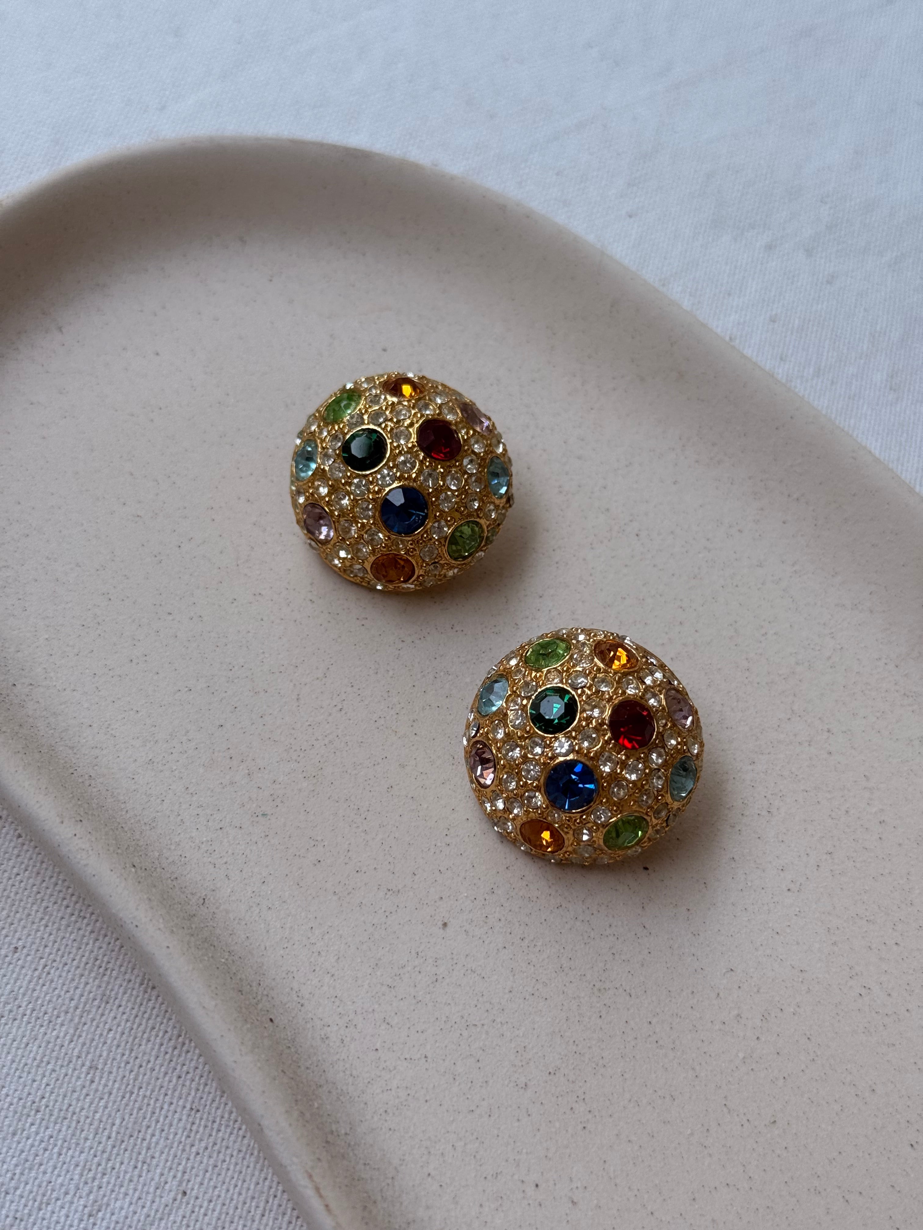 Boucles d’oreilles vintage - Cabochons multicolores