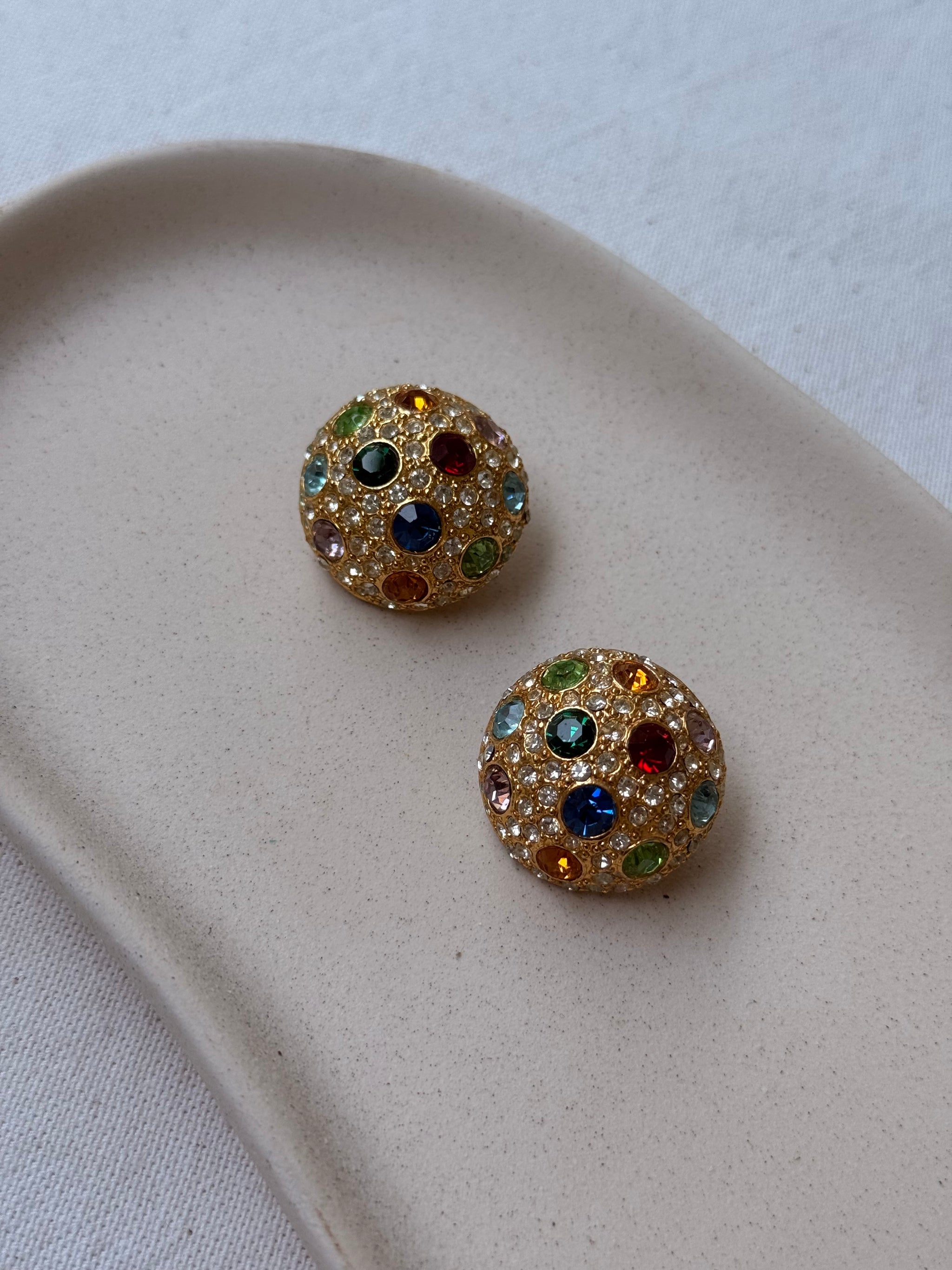 Boucles d’oreilles vintage - Cabochons multicolores