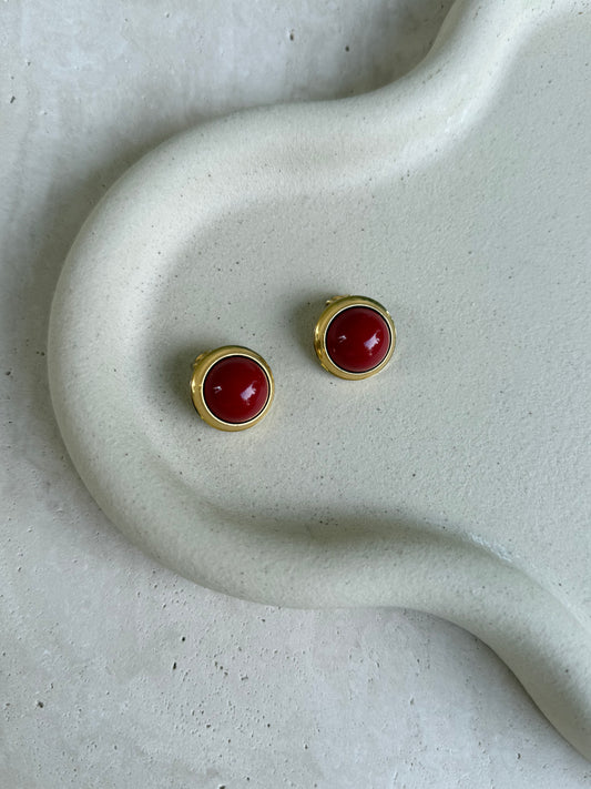 Boucles d’oreilles vintage - Perle terracotta