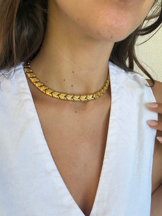 Collier Monet vintage - Maille dorée texturée