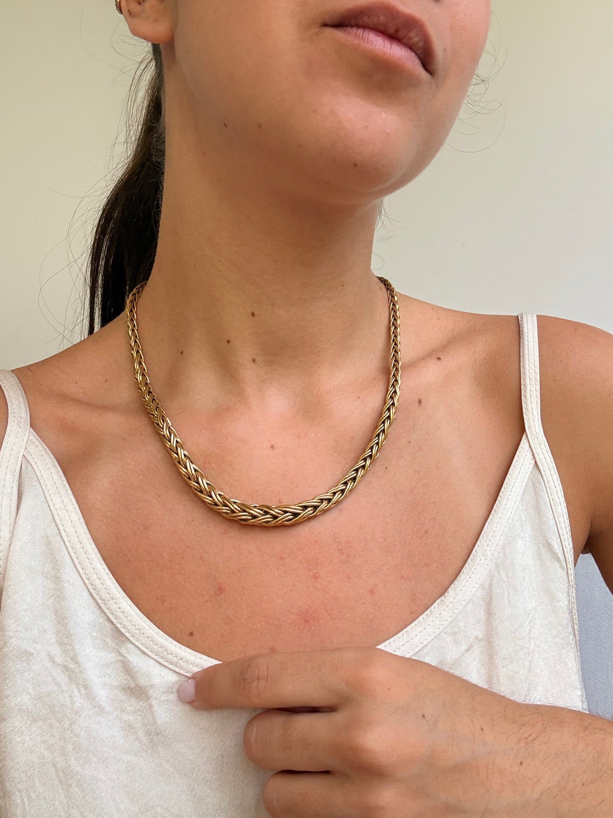Collier doré vintage - maille palmier