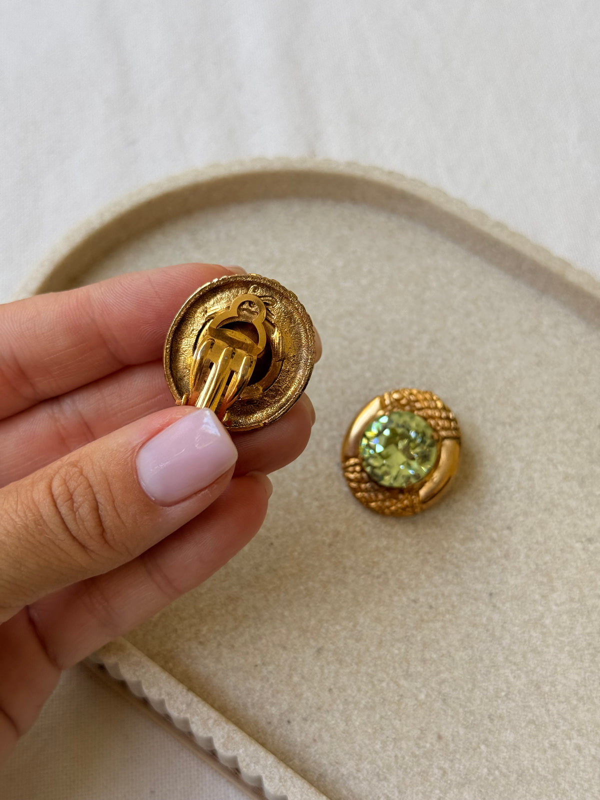 Boucles d’oreilles Sonia Rykiel vintage - Cristal vert