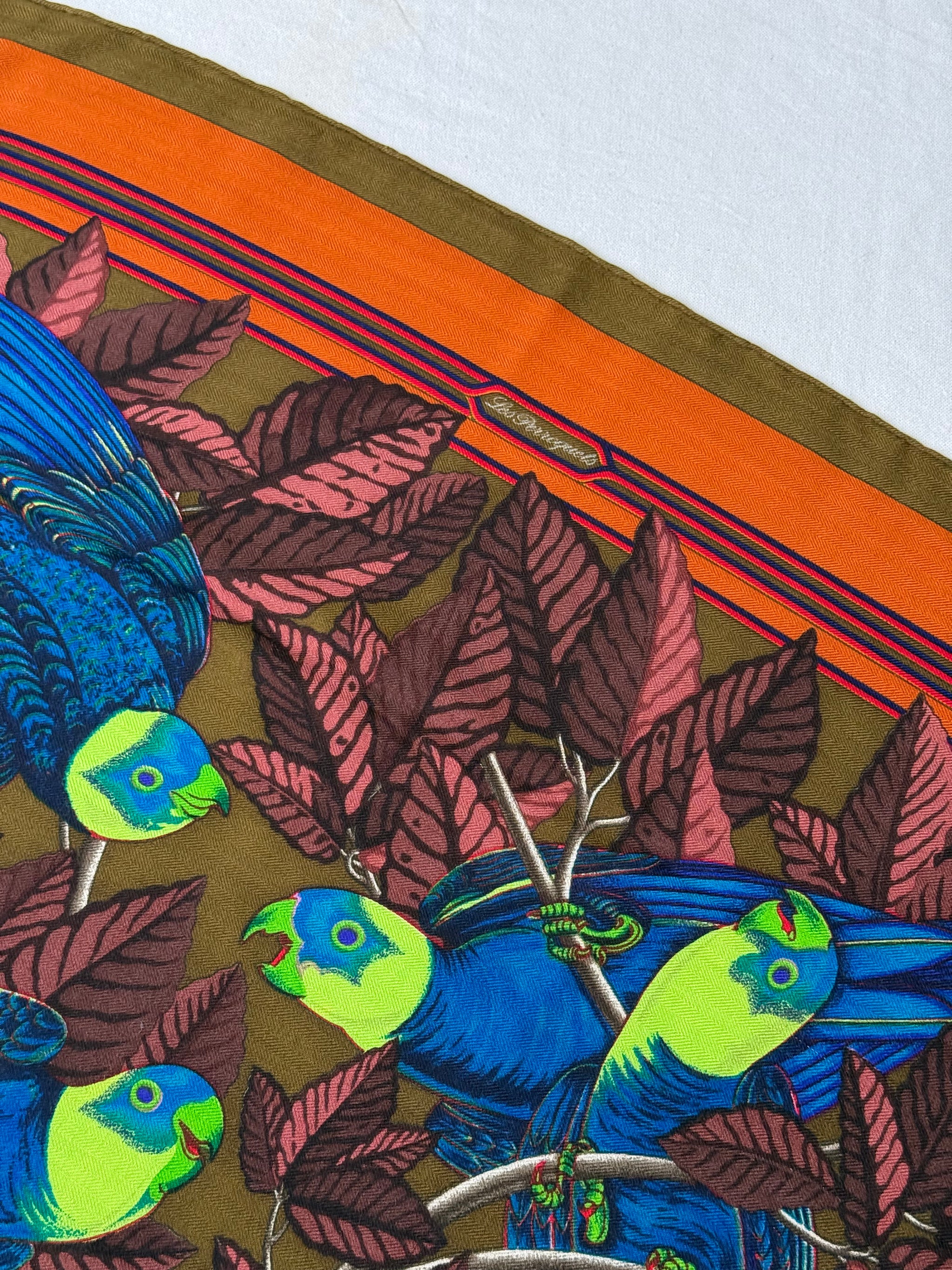 Châle Hermès 90 – Modèle Les Perroquets