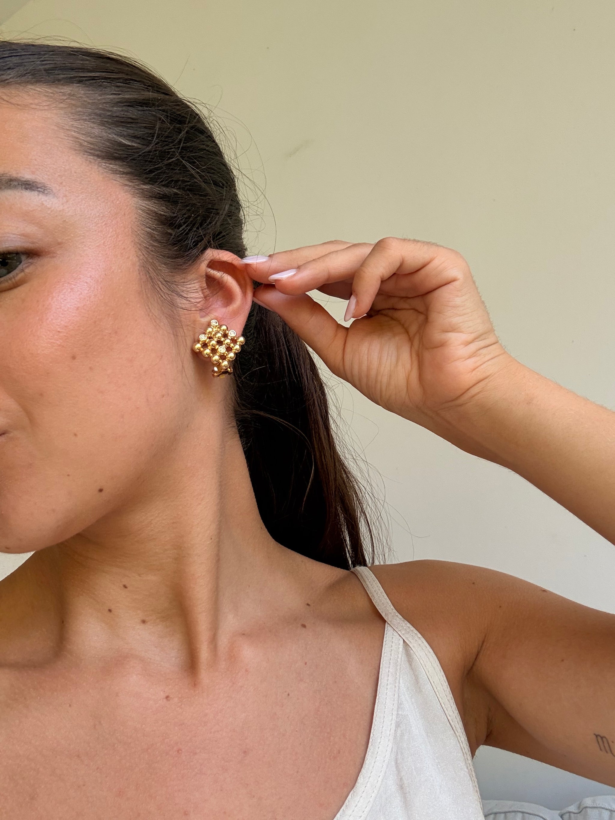 Boucles d’oreilles Christian Dior vintage - Dorées et strass