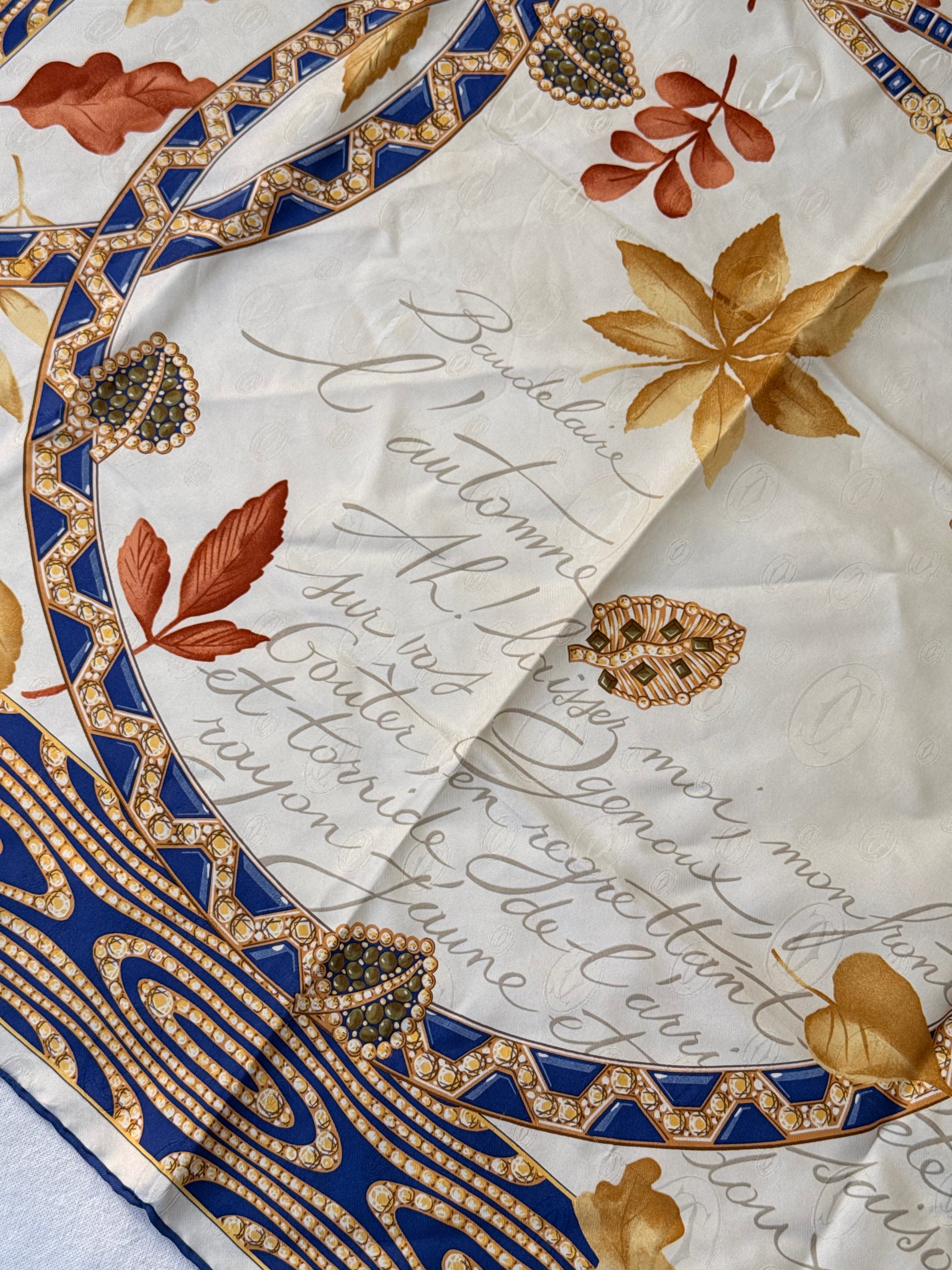 Foulard Cartier – Motifs feuillages et joaillerie