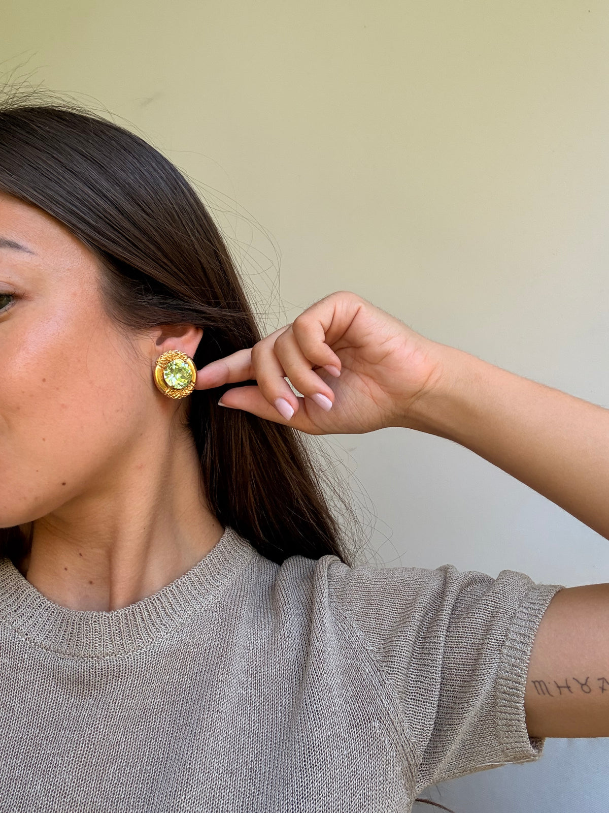 Boucles d’oreilles Sonia Rykiel vintage - Cristal vert