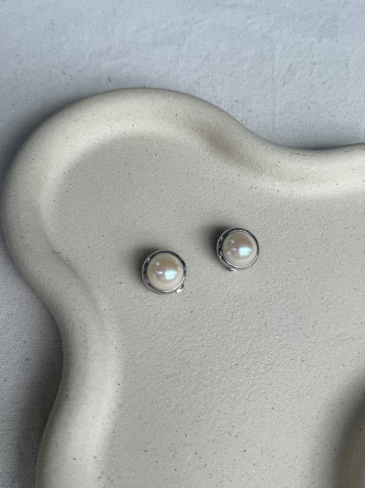 Boucles d’oreilles vintage - Perles et métal argenté