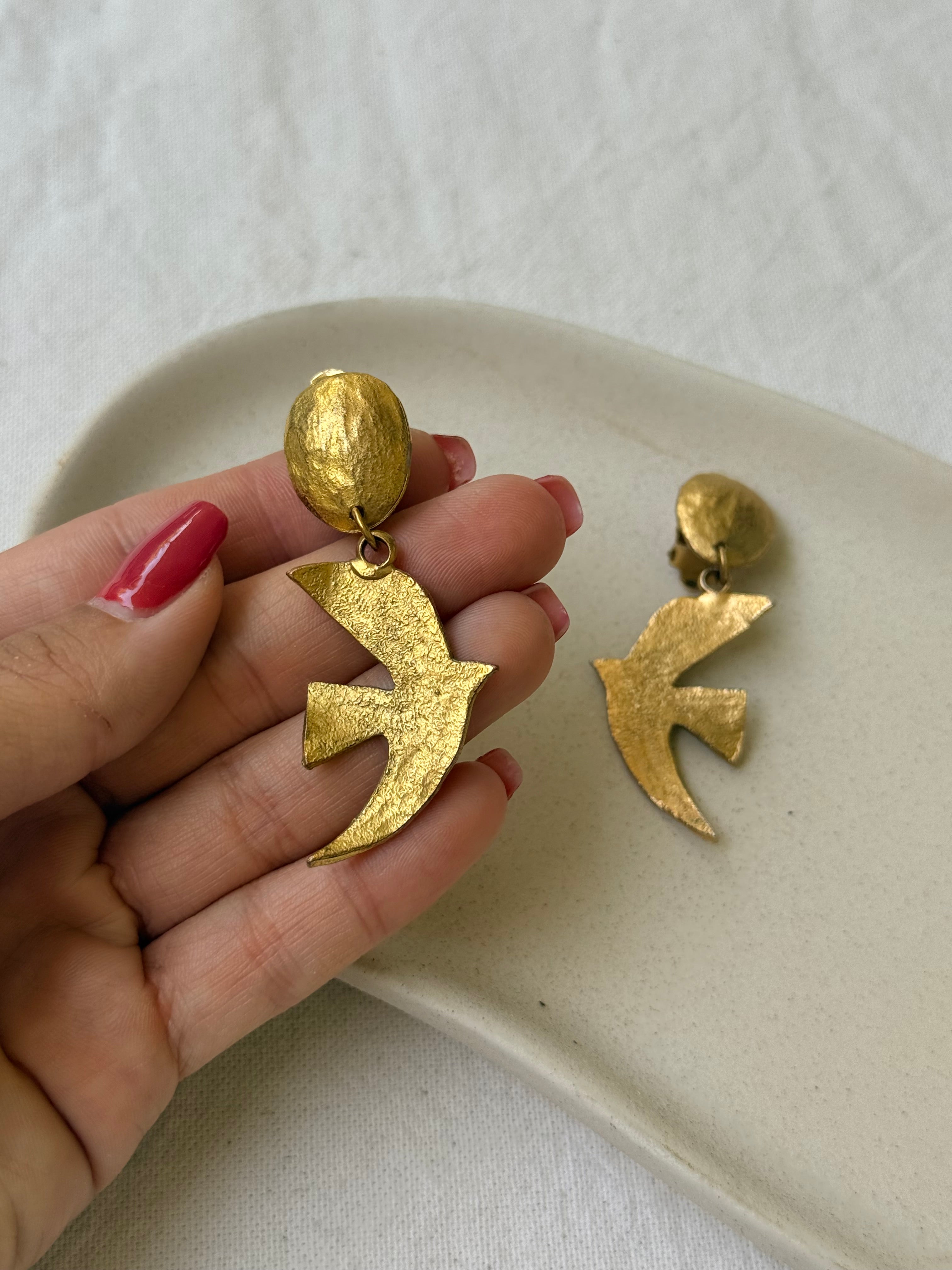 Boucles d’oreilles vintage - Oiseaux dorés