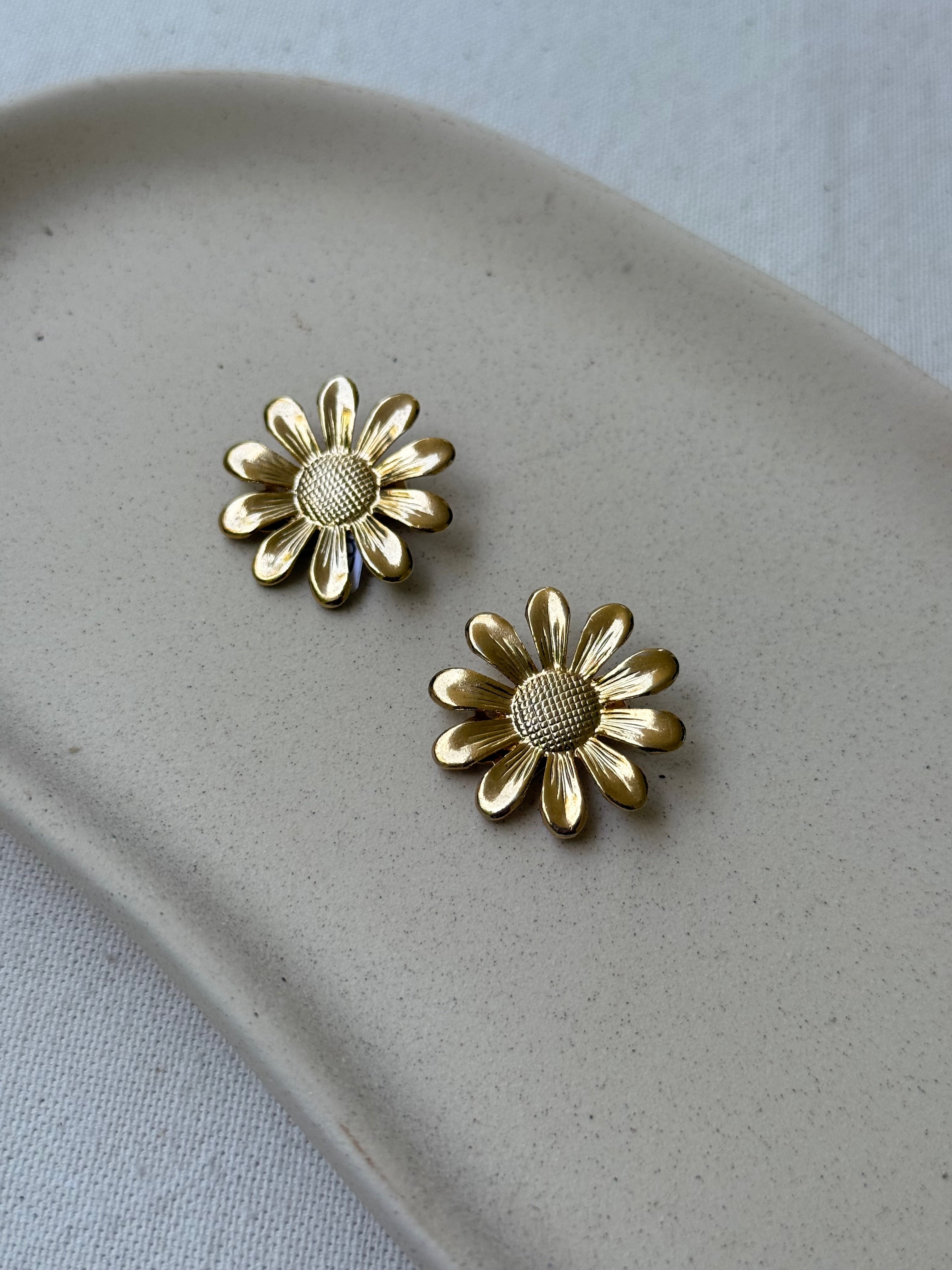 Boucles d’oreilles vintage - Fleur dorée