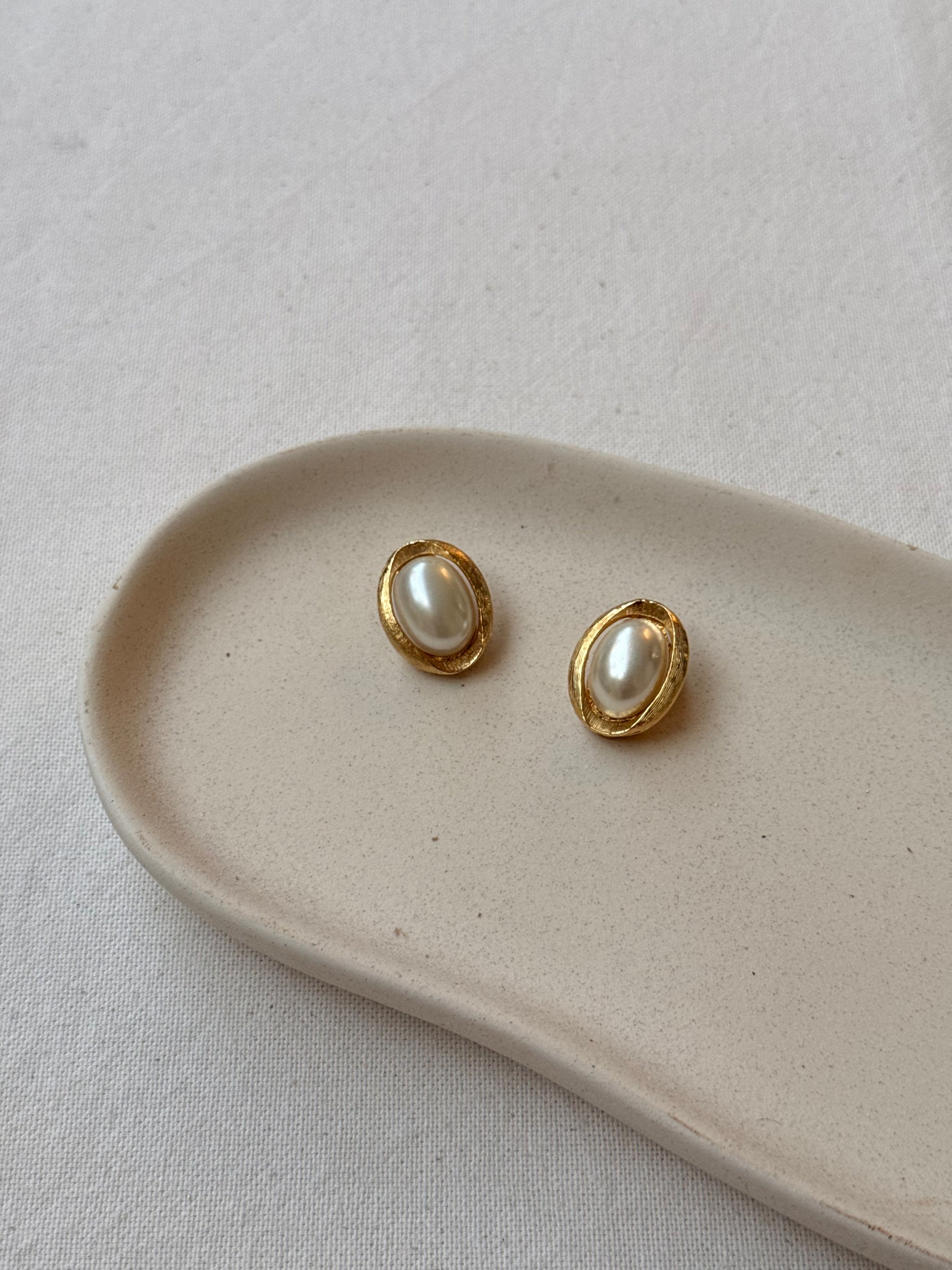 Boucles d’oreilles vintage - Ovales et perles fantaisie