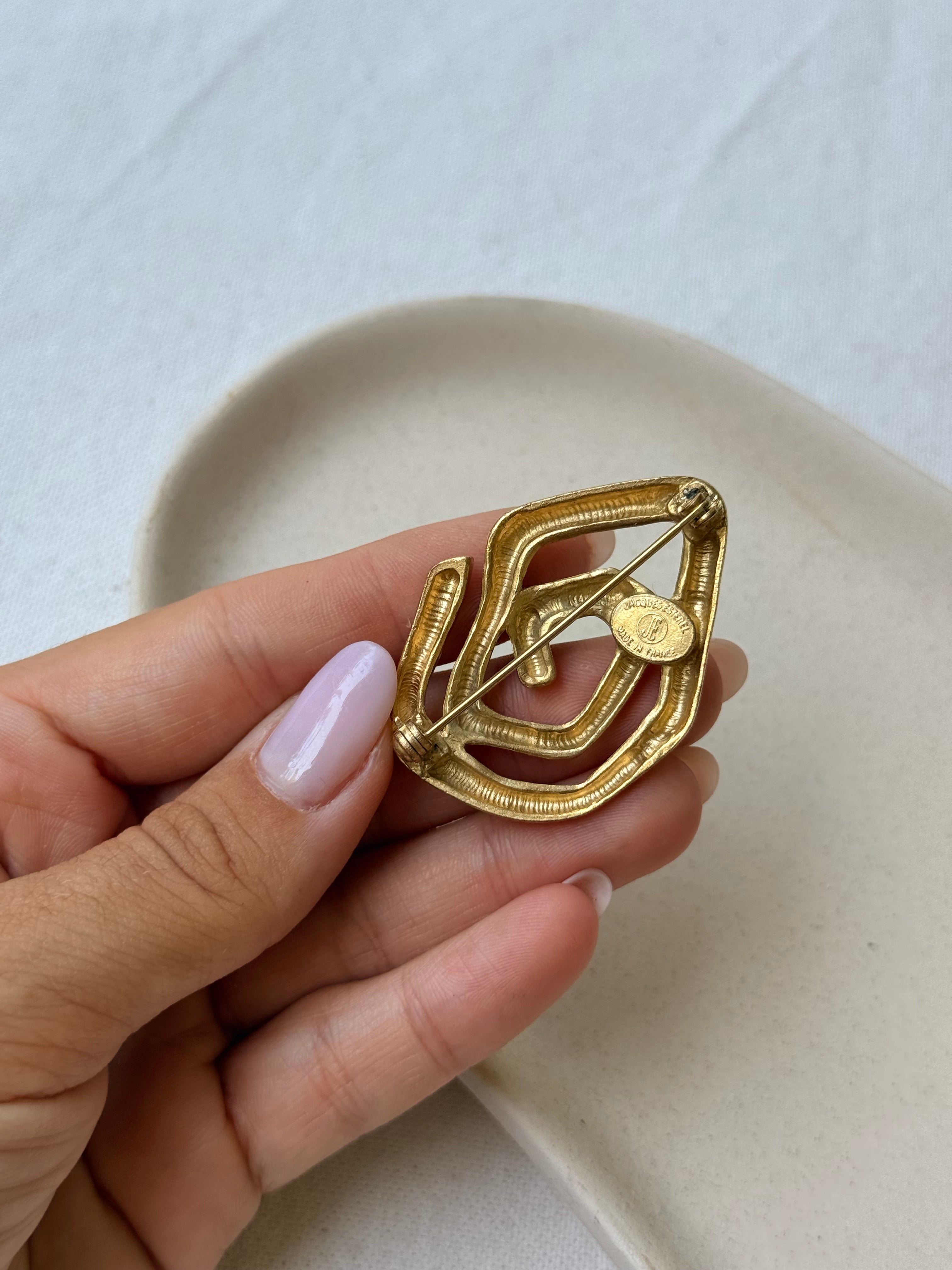 Broche Jacques Esterel vintage - Motif spirale dorée